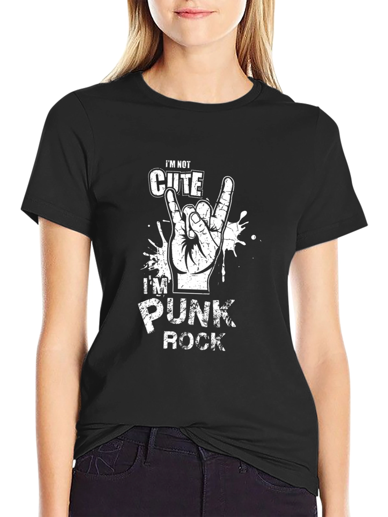 Im Not Cute Im Punk Rock Black T-Shirt