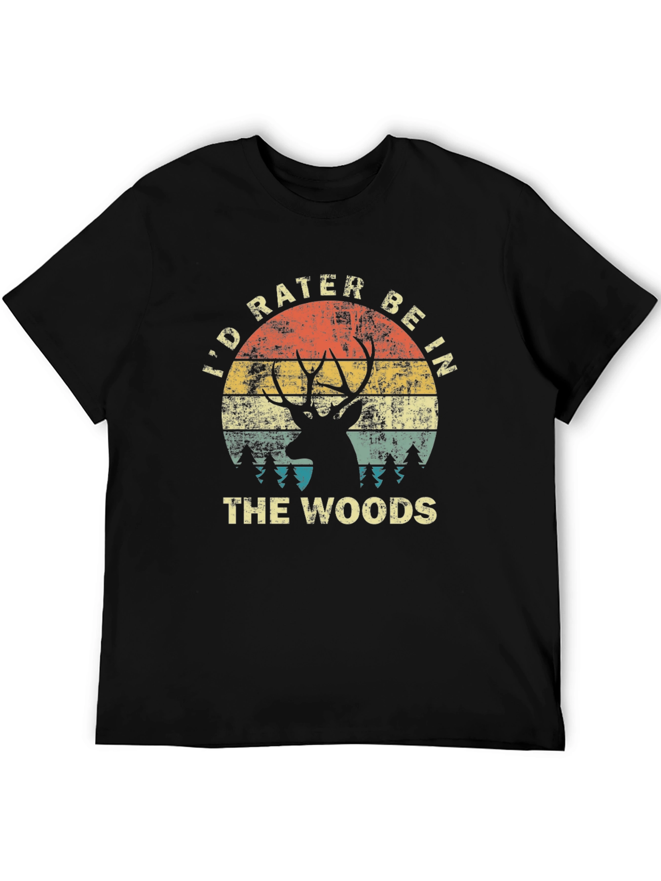 Id Rather Be In The Woods Black T-Shirt
