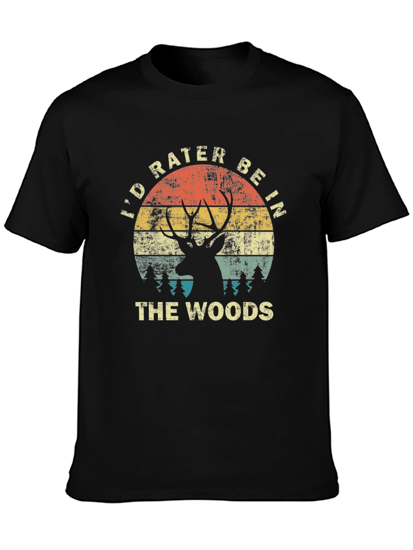 Id Rather Be In The Woods Black T-Shirt