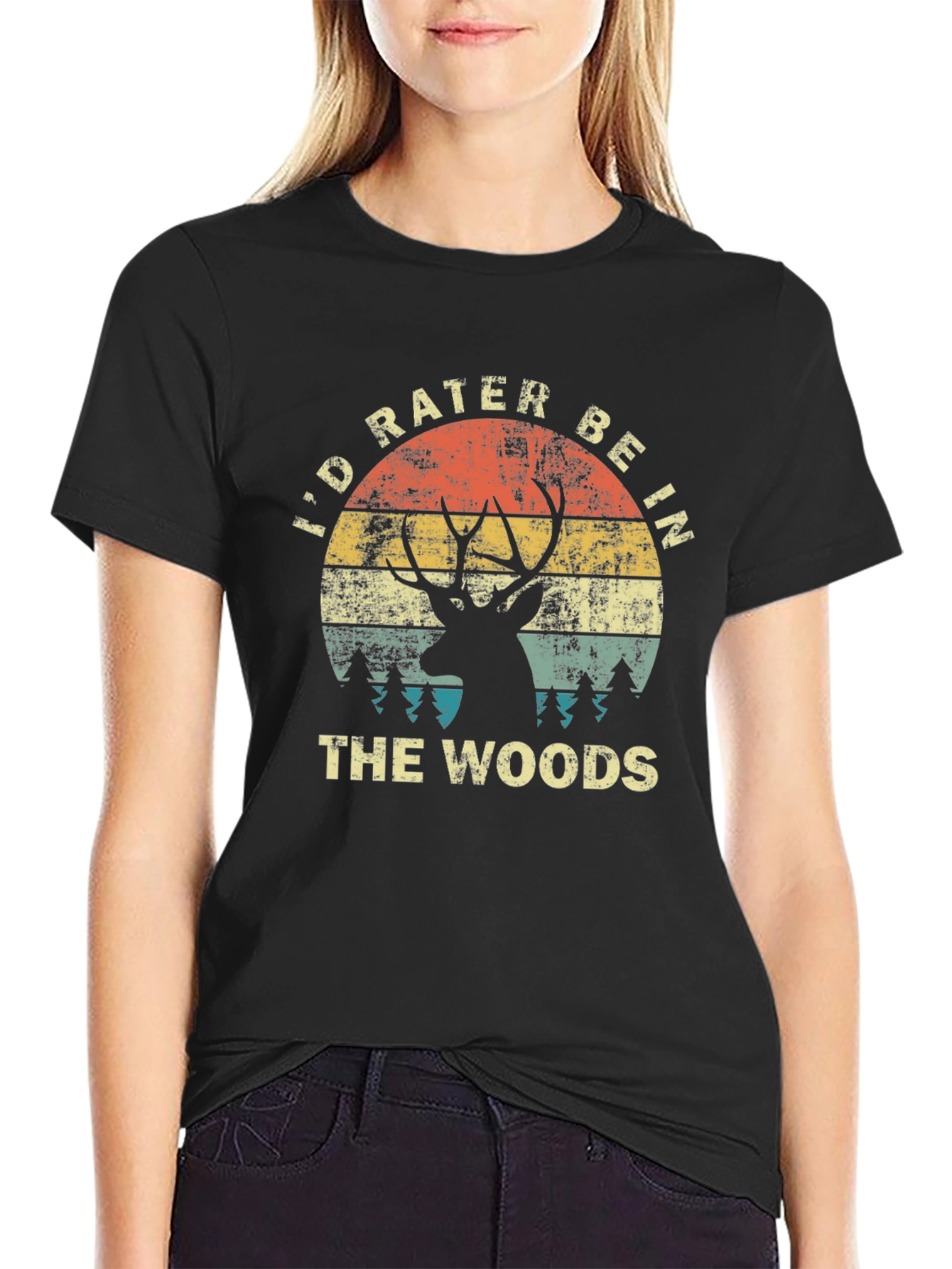 Id Rather Be In The Woods Black T-Shirt