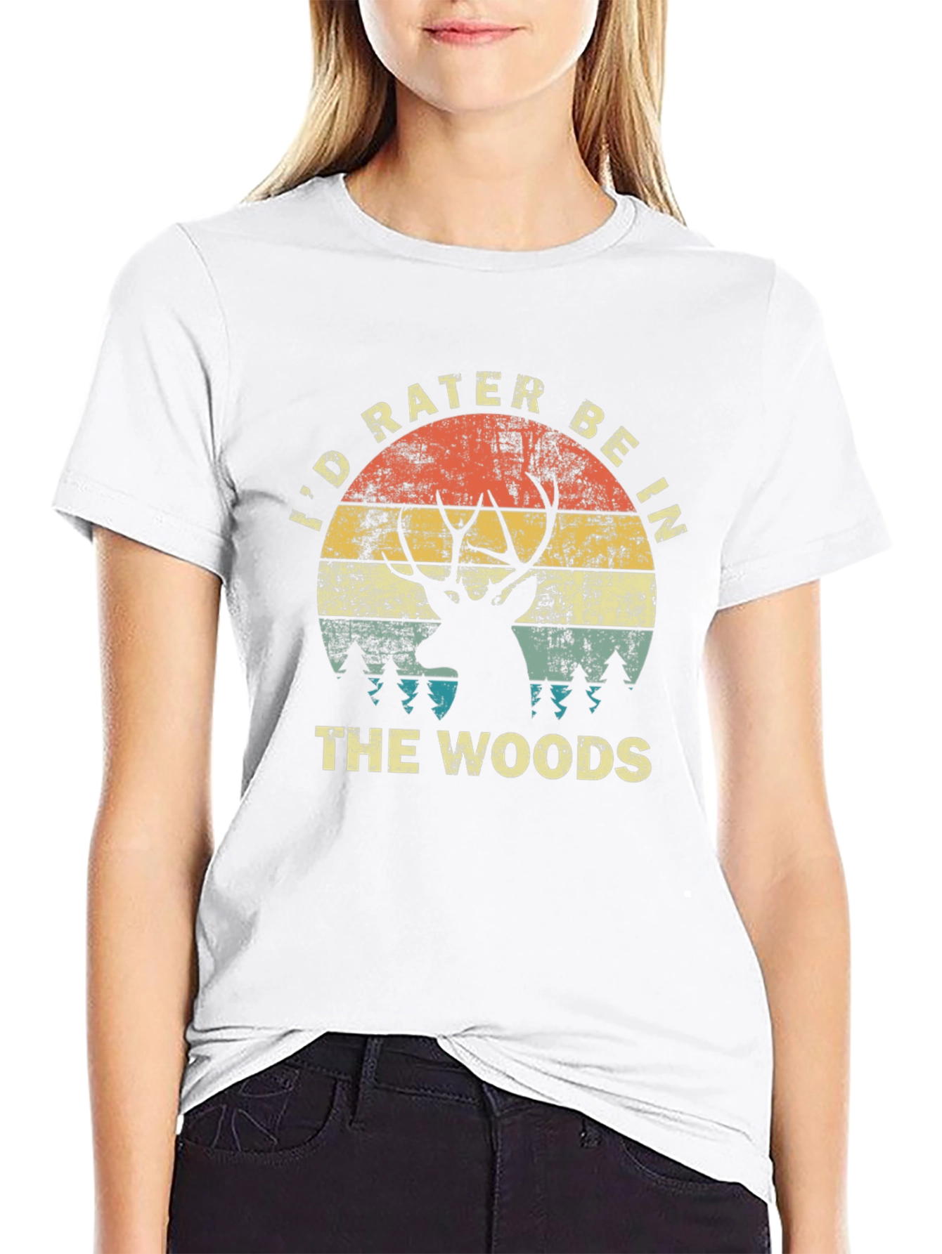 Id Rather Be In The Woods Black T-Shirt