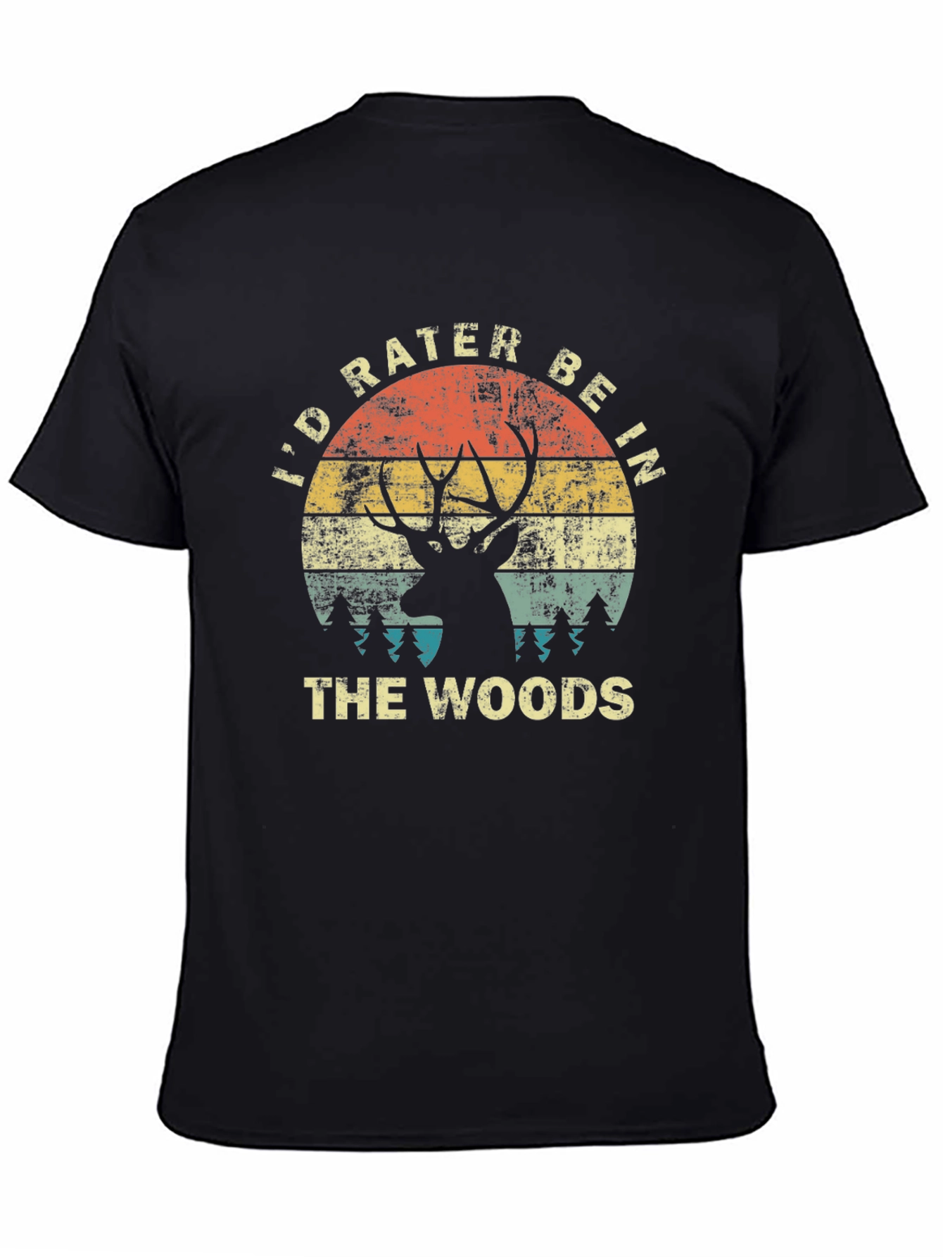 Id Rather Be In The Woods Black T-Shirt