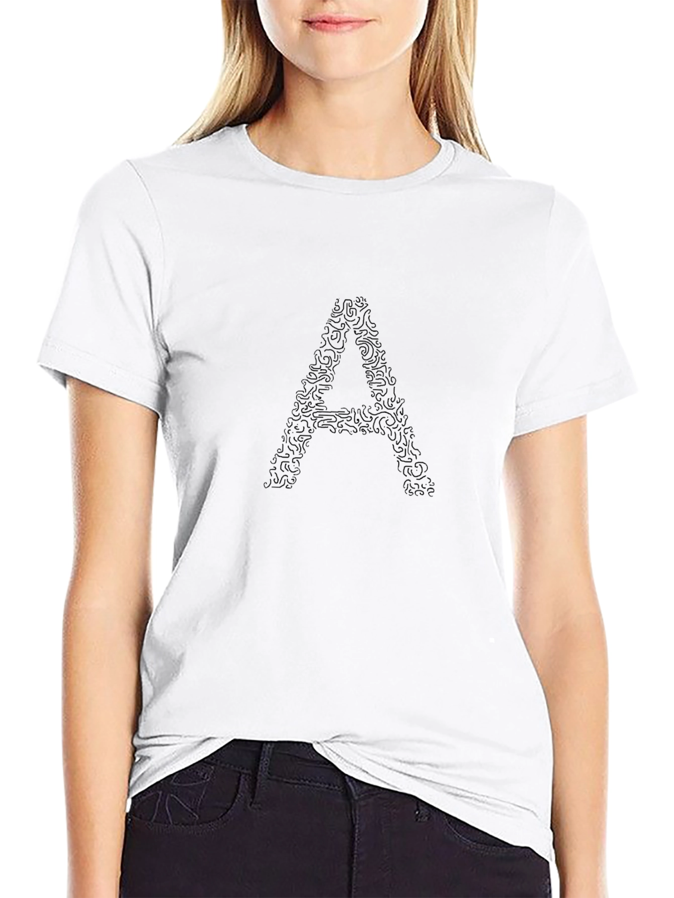 Abstract Initial A Black Tee