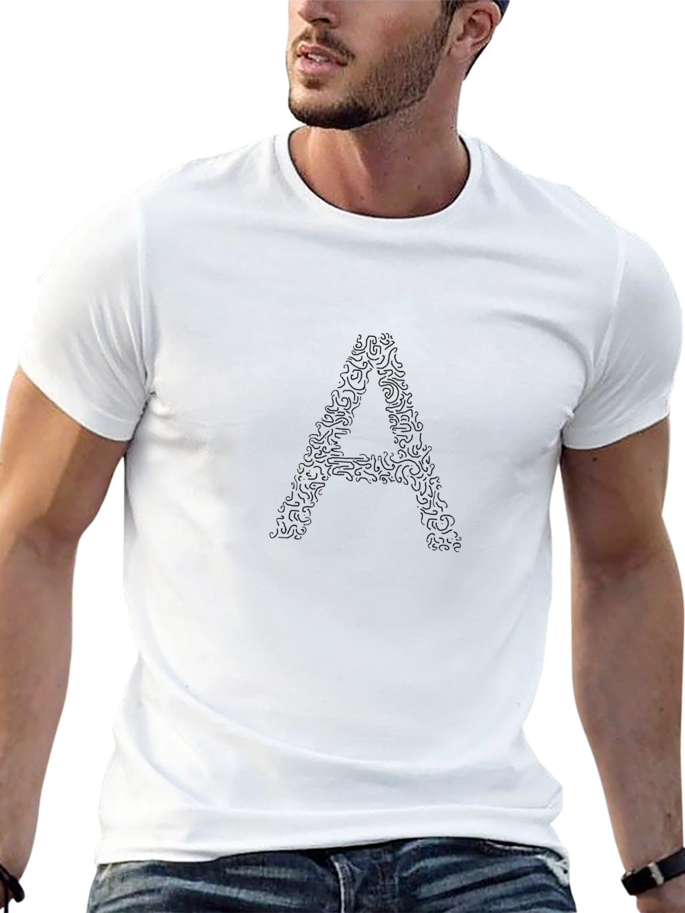 Abstract Initial A Black Tee