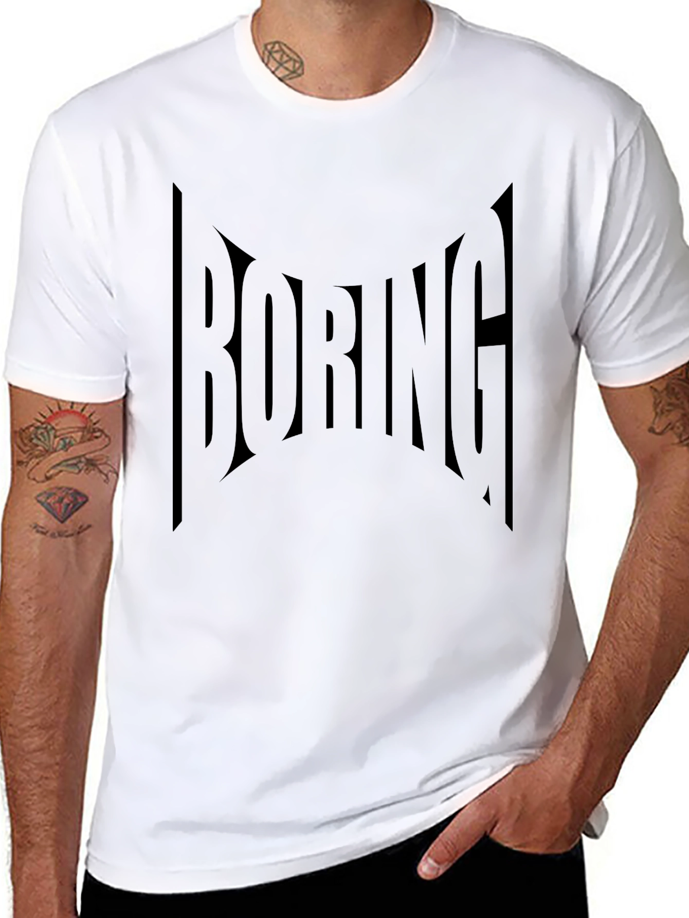 Boring Graphic Tee - Black Casual T-Shirt