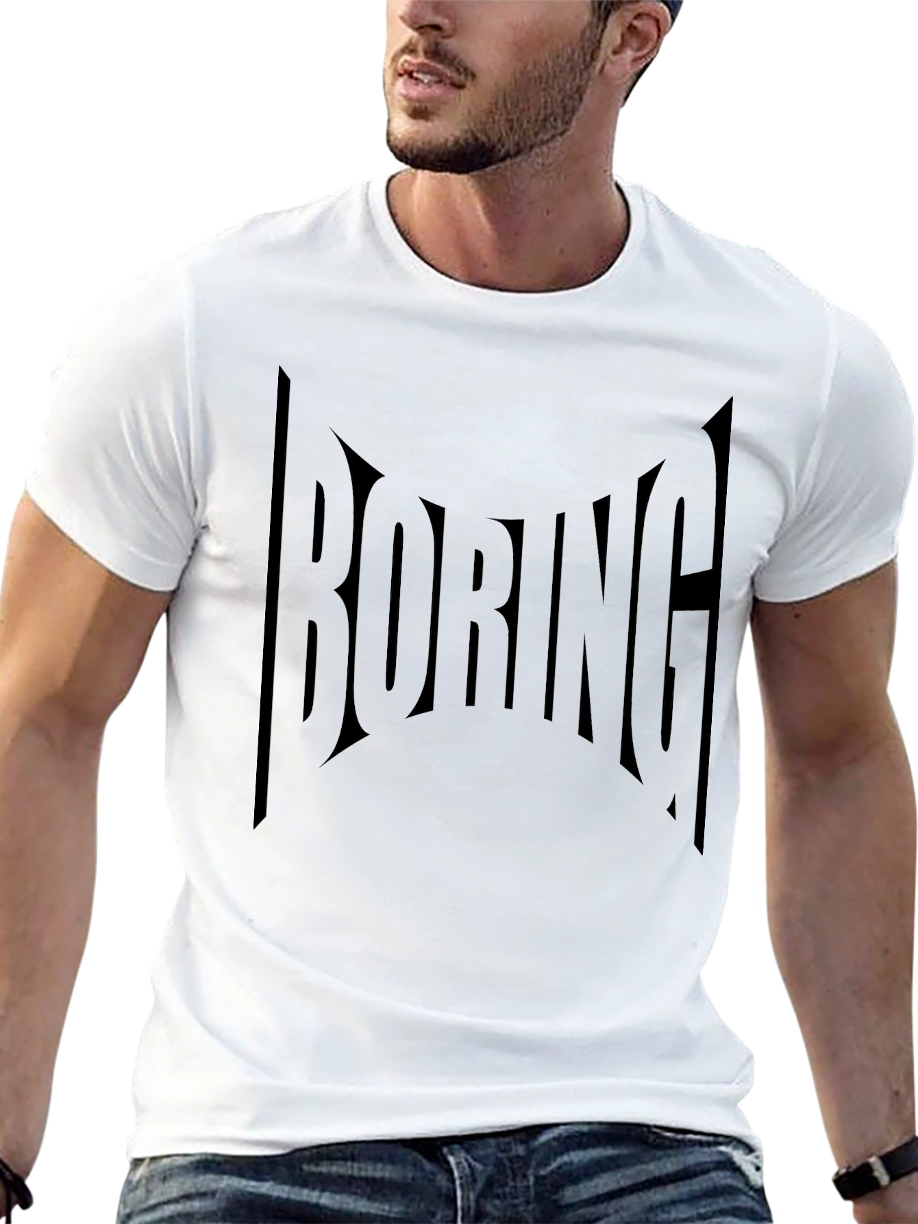 Boring Graphic Tee - Black Casual T-Shirt