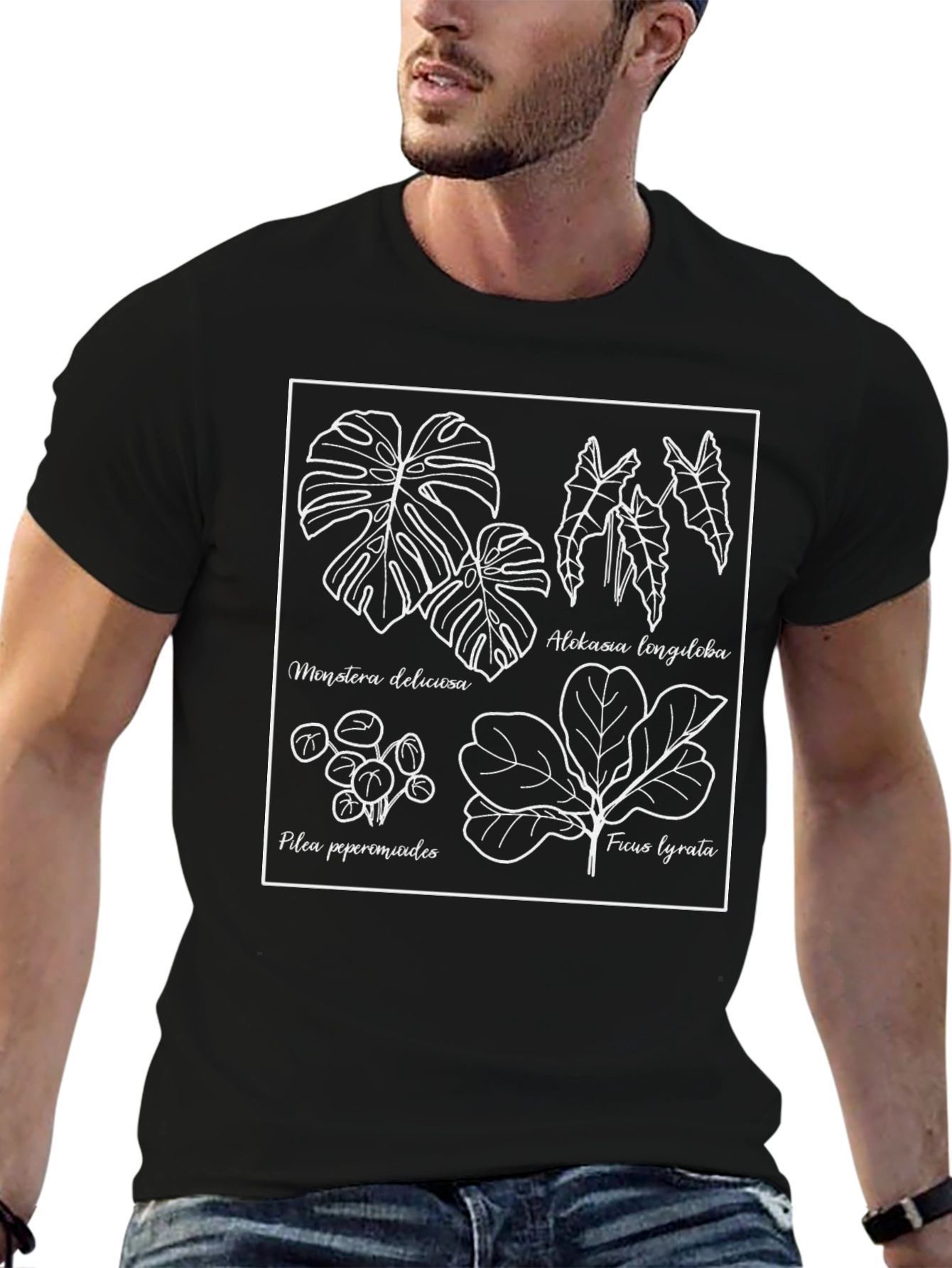 Botanical Print Tee - Black Graphic T-Shirt