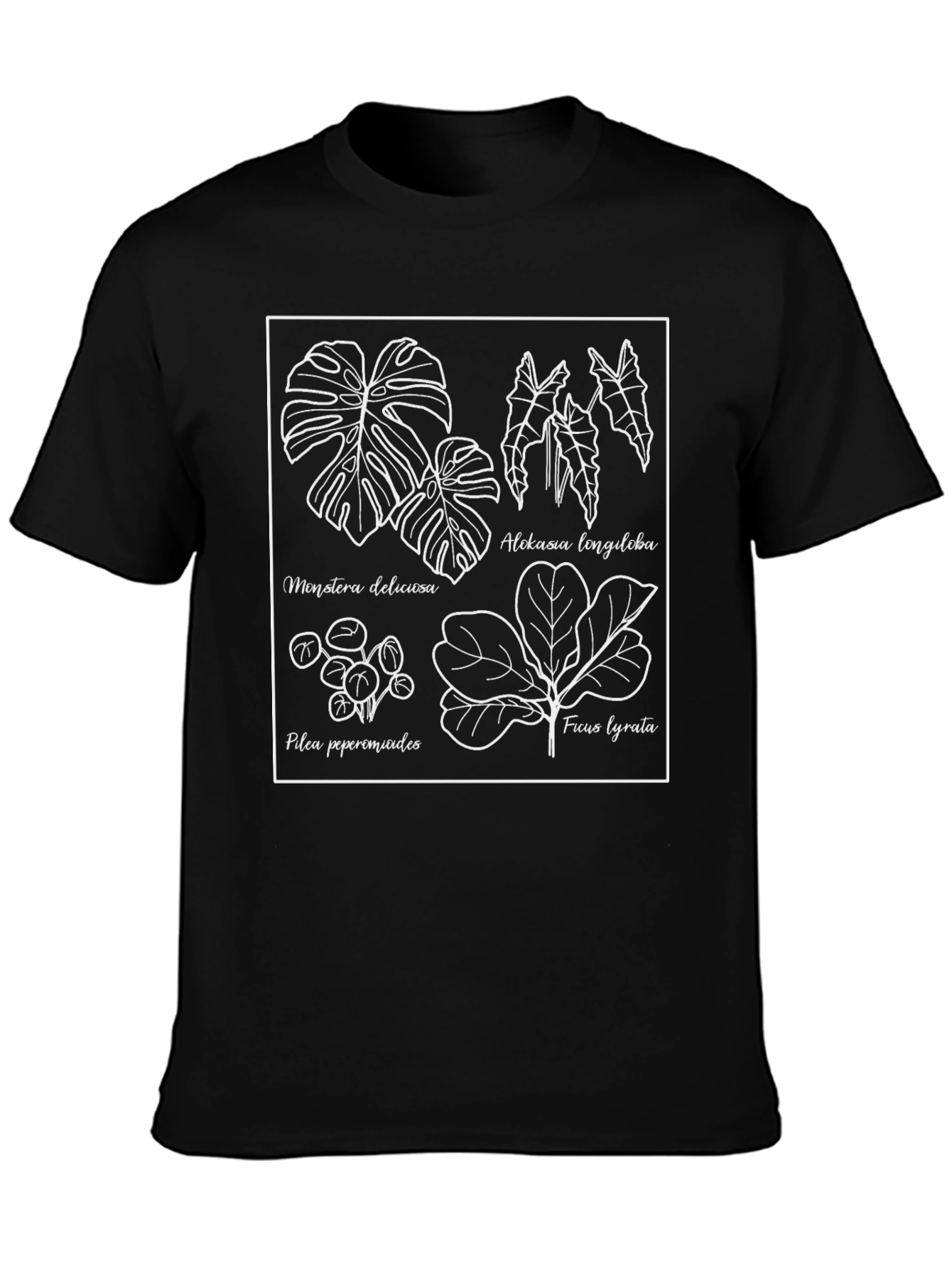 Botanical Print Tee - Black Graphic T-Shirt