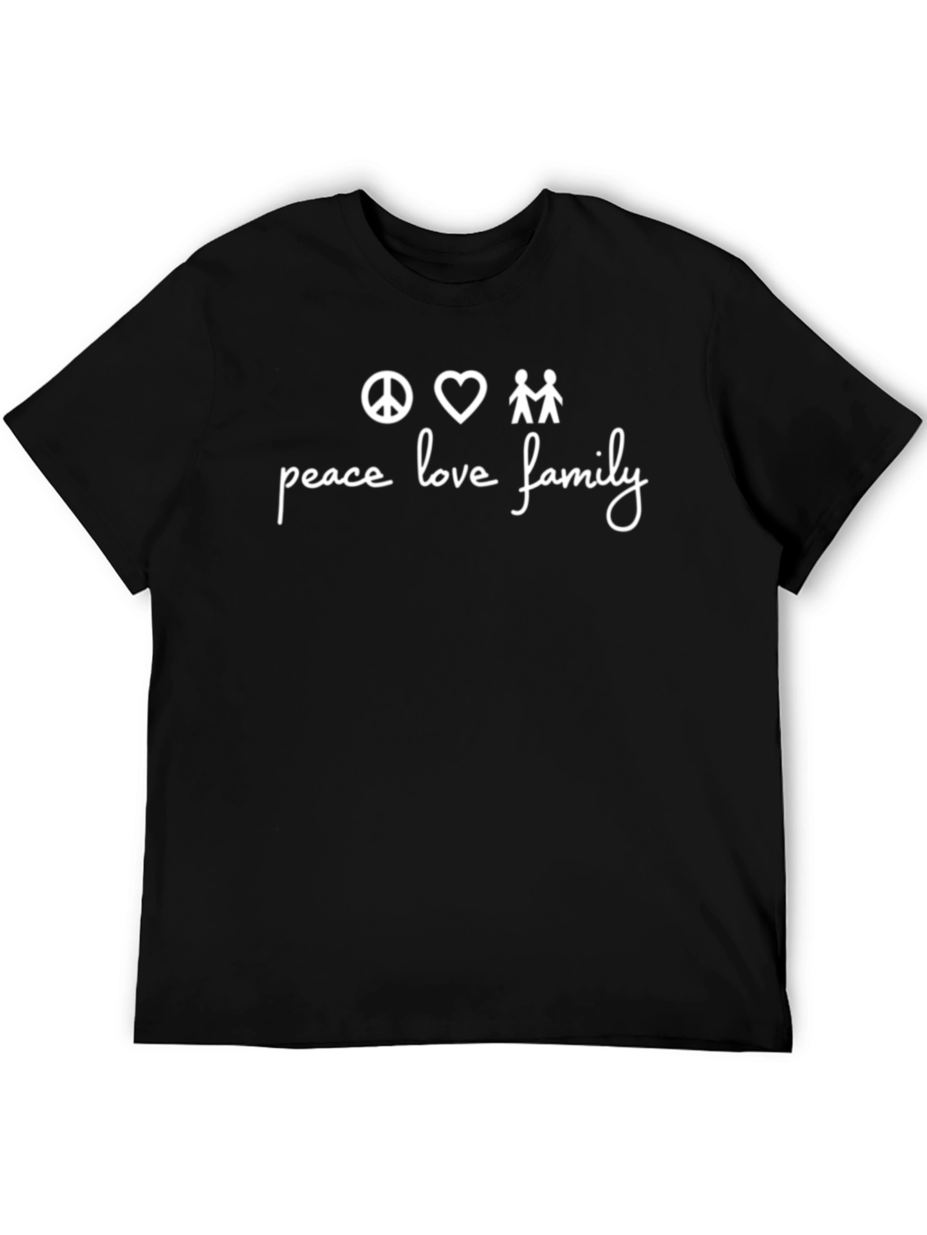 Peace Love Family Graphic T-Shirt - Black