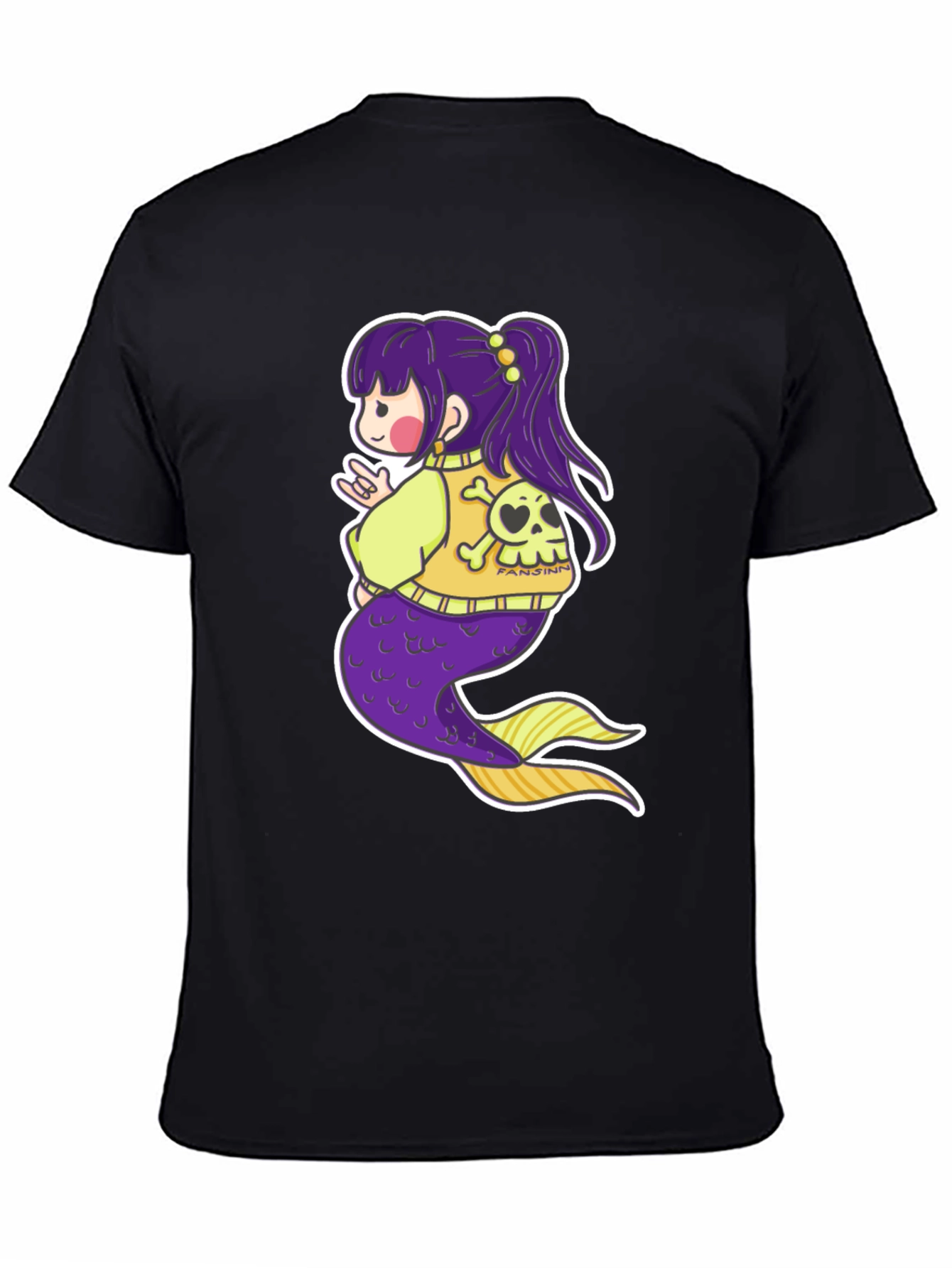Mermaid Anime Graphic Black T-Shirt