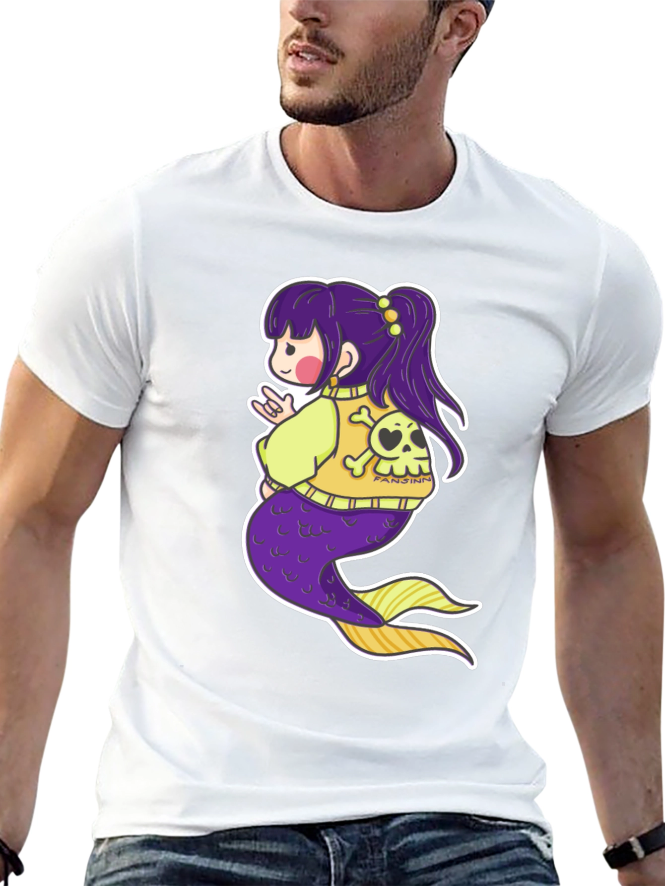 Mermaid Anime Graphic Black T-Shirt
