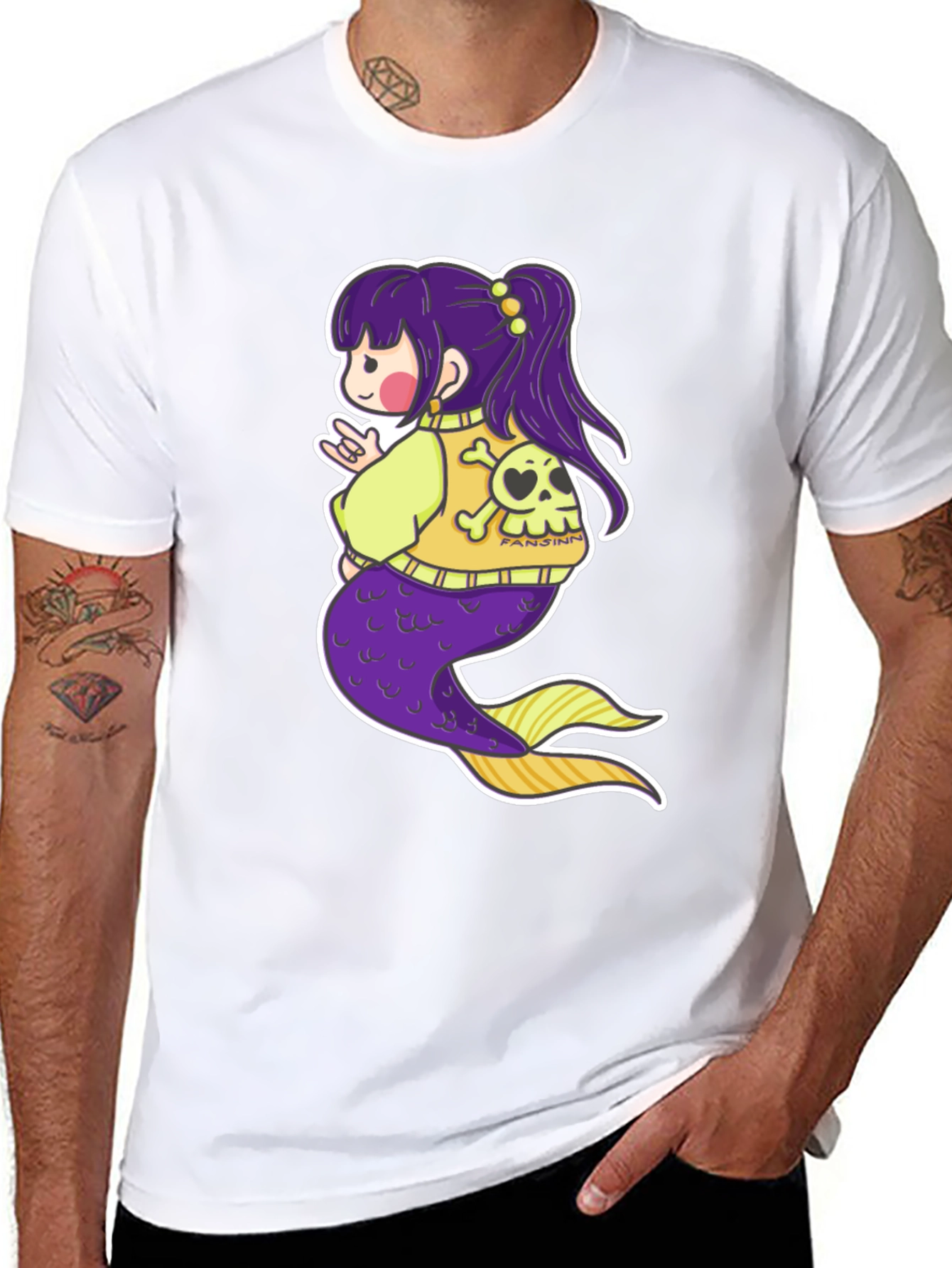 Mermaid Anime Graphic Black T-Shirt