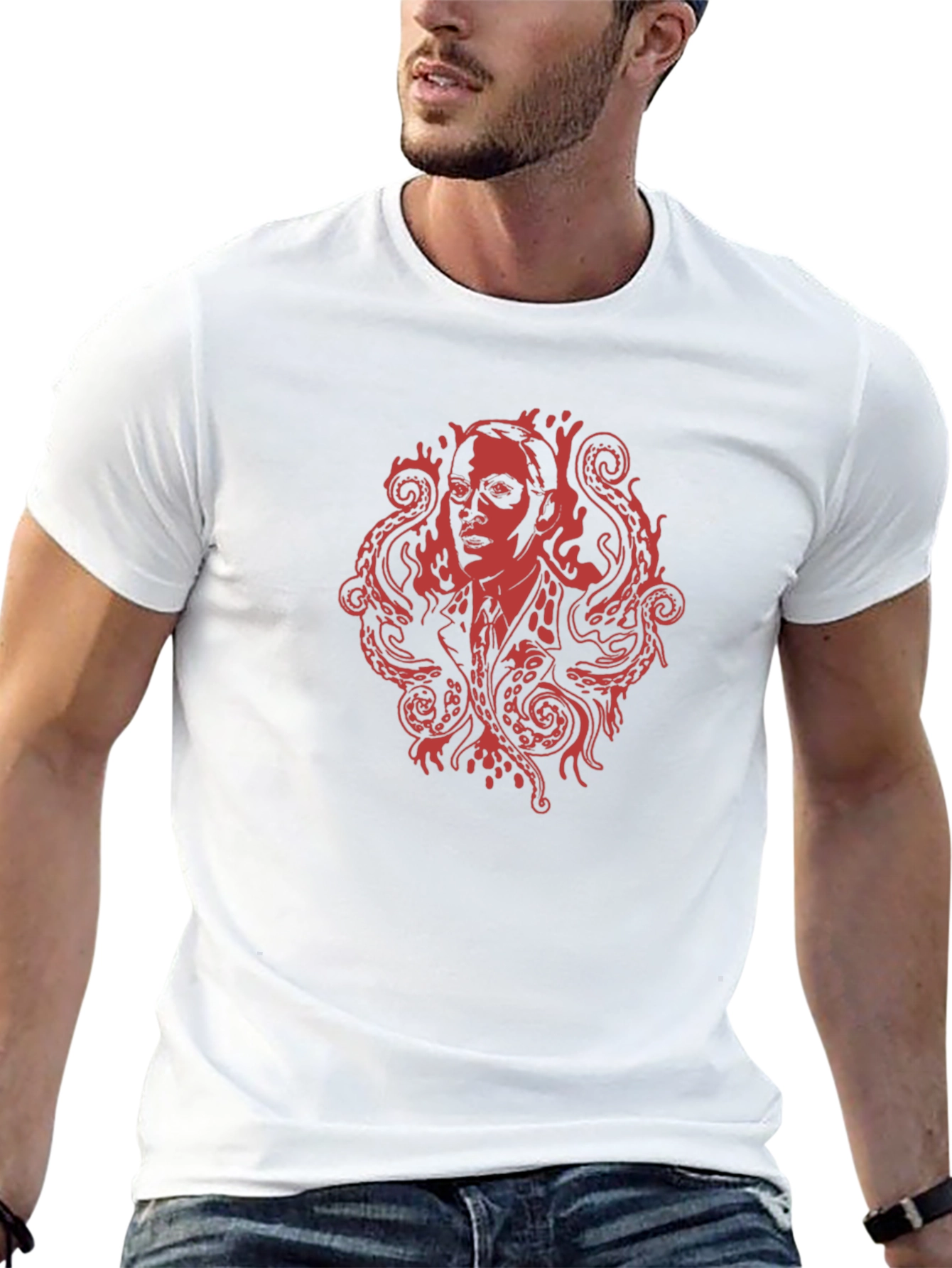 Lovecraftian T-Shirt - Red Octopus Design