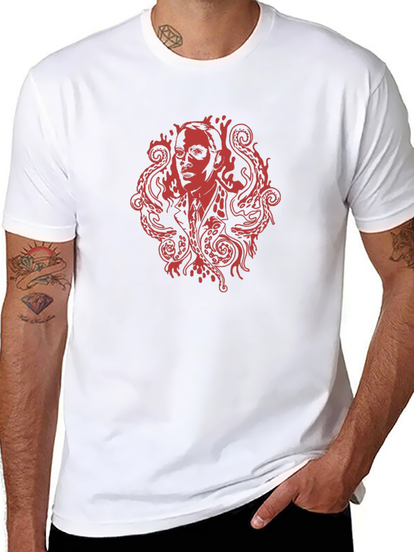 Lovecraftian T-Shirt - Red Octopus Design