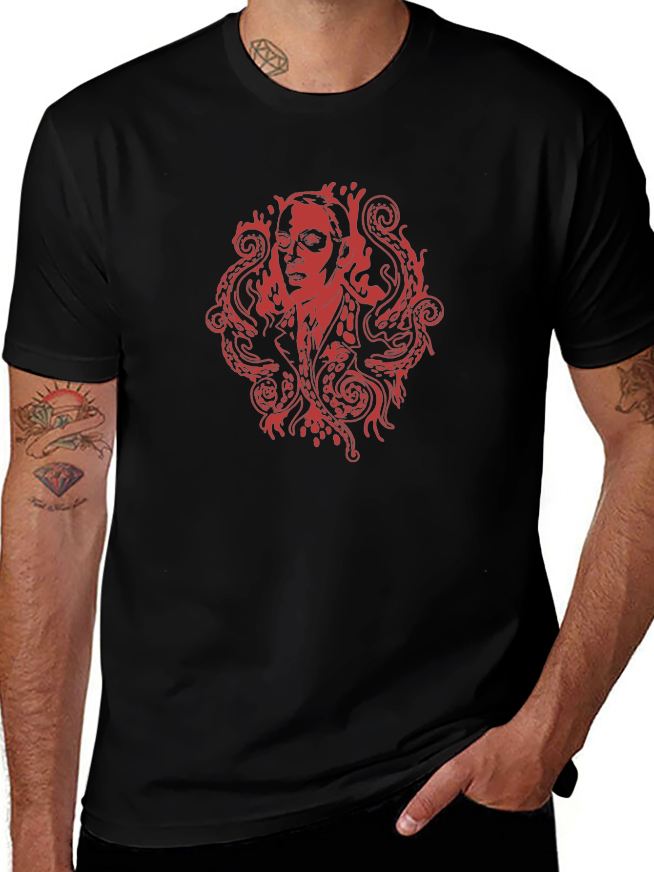 Lovecraftian T-Shirt - Red Octopus Design
