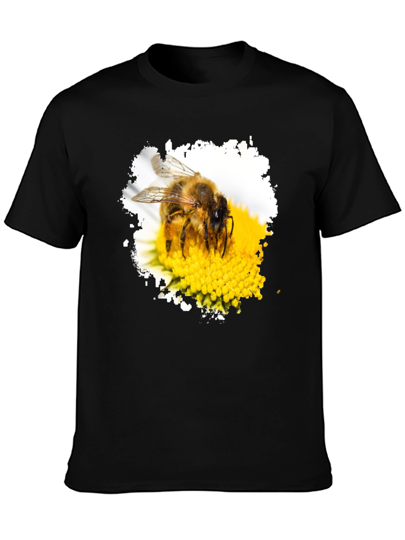 Bee on Flower Graphic Black T-Shirt