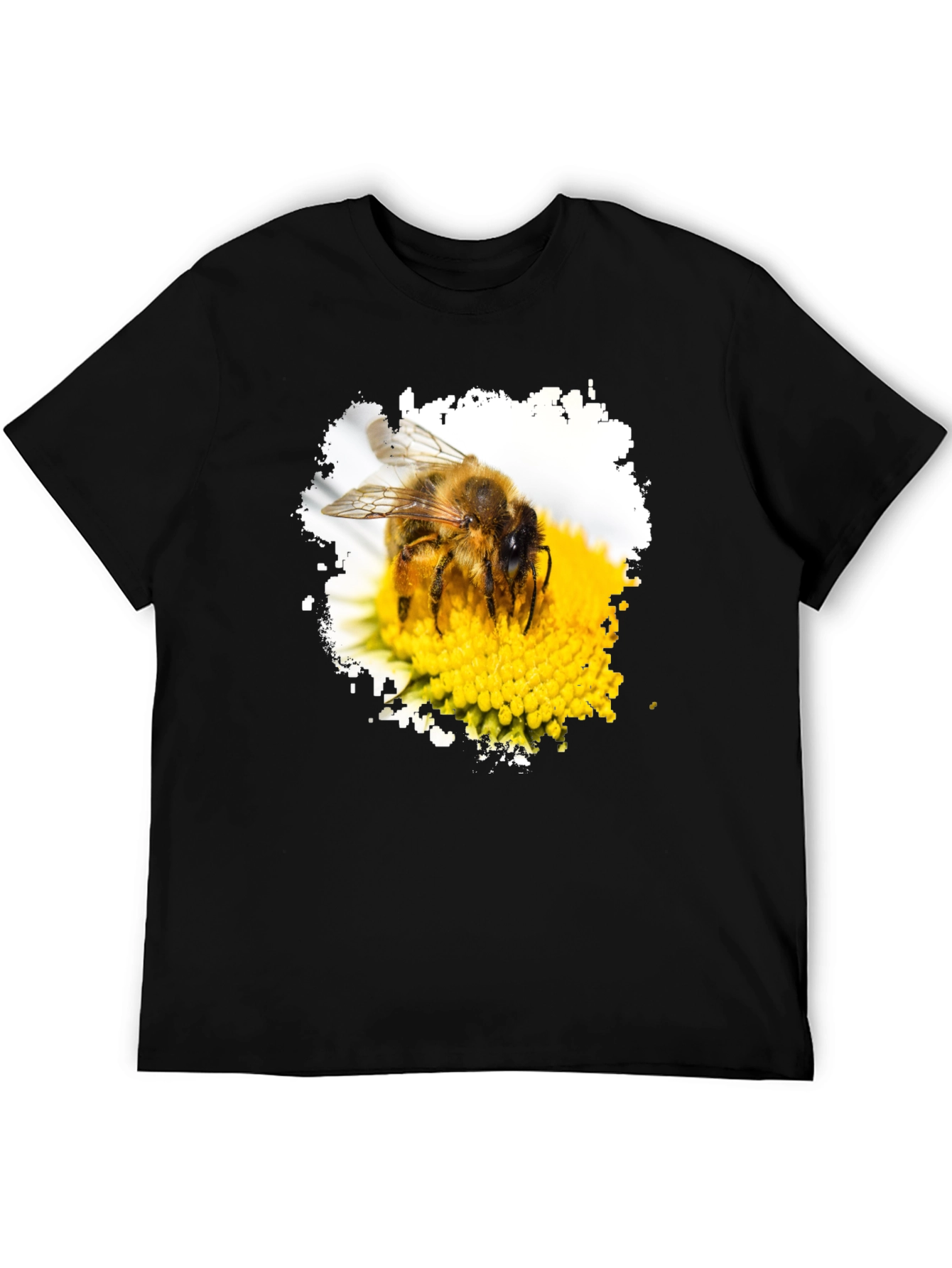 Bee on Flower Graphic Black T-Shirt
