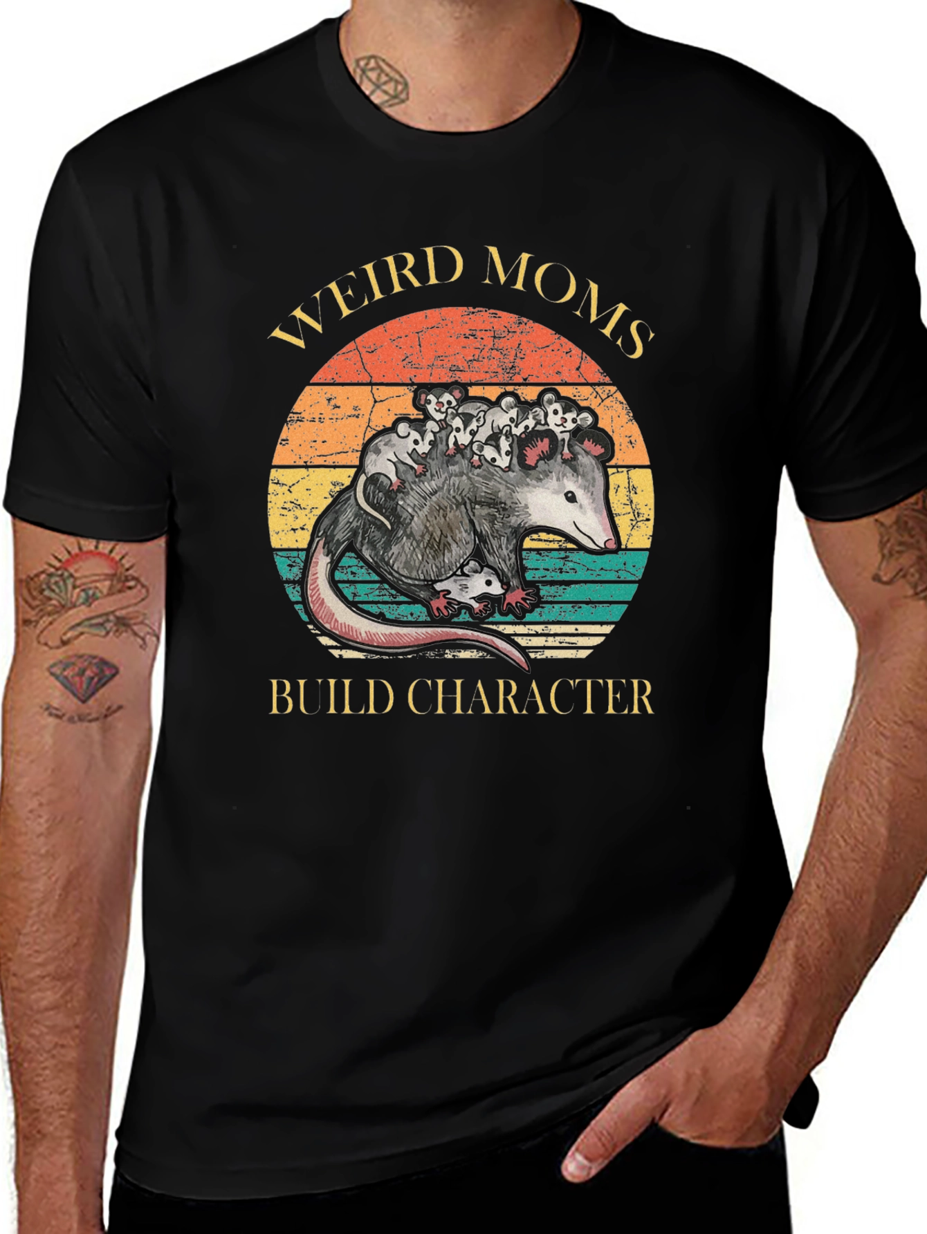 Weird Moms Build Character Opossum T-Shirt