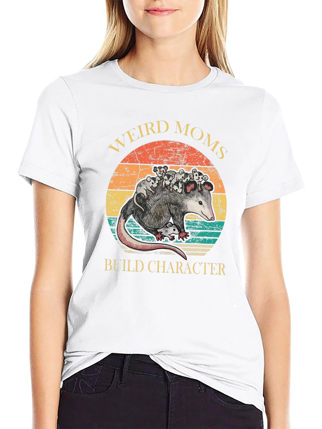 Weird Moms Build Character Opossum T-Shirt