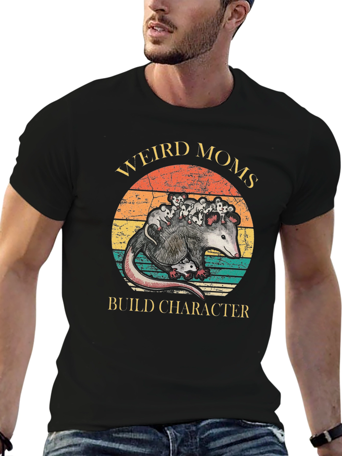 Weird Moms Build Character Opossum T-Shirt