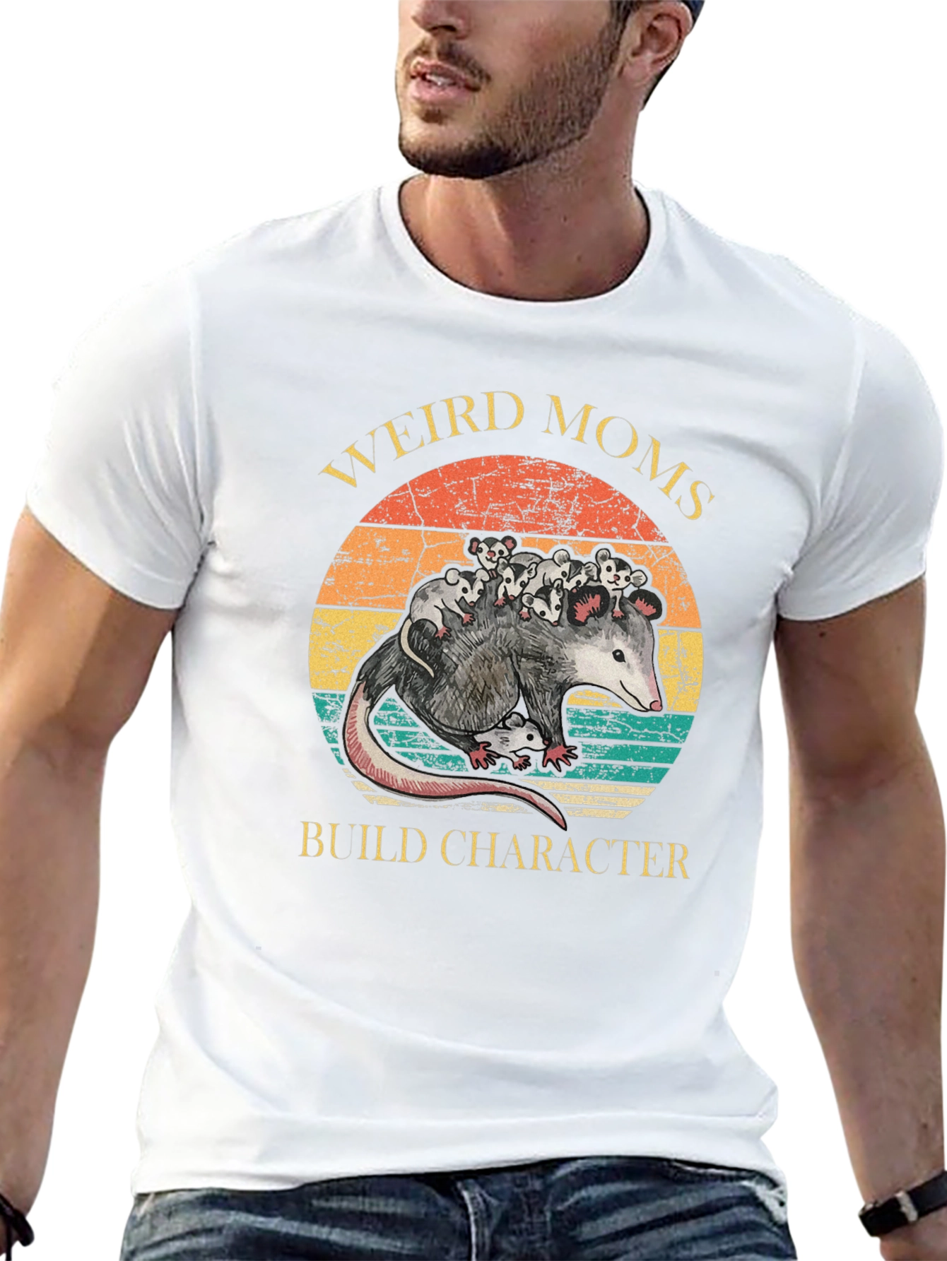 Weird Moms Build Character Opossum T-Shirt