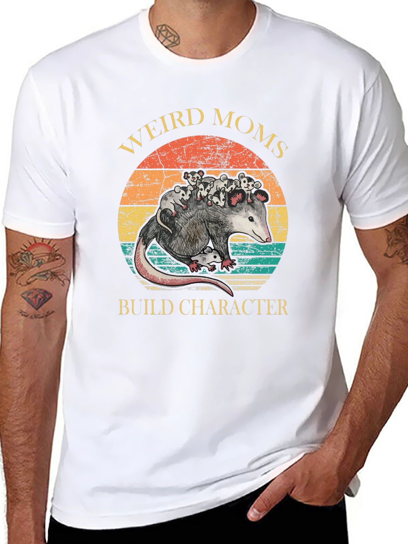 Weird Moms Build Character Opossum T-Shirt