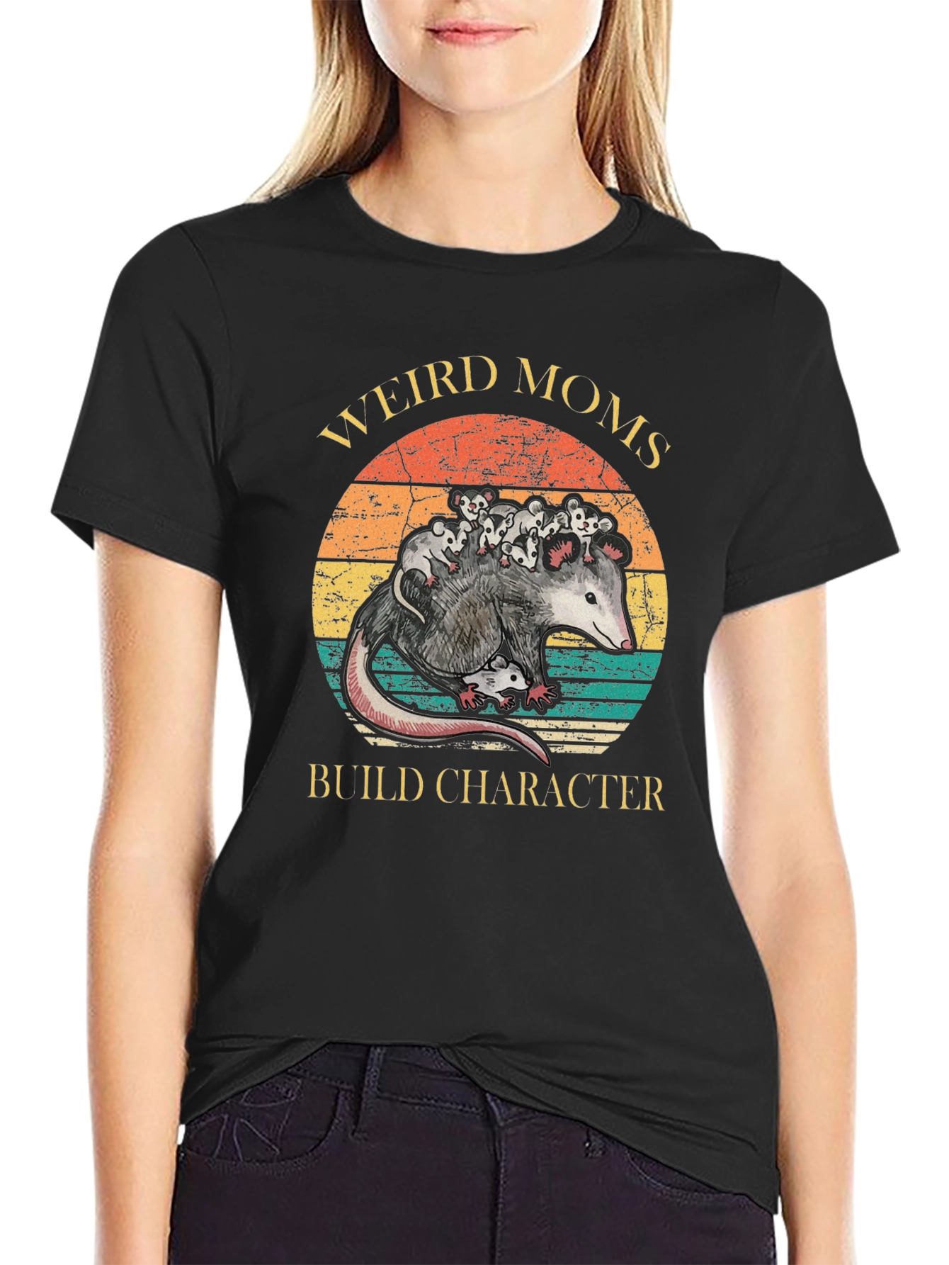 Weird Moms Build Character Opossum T-Shirt