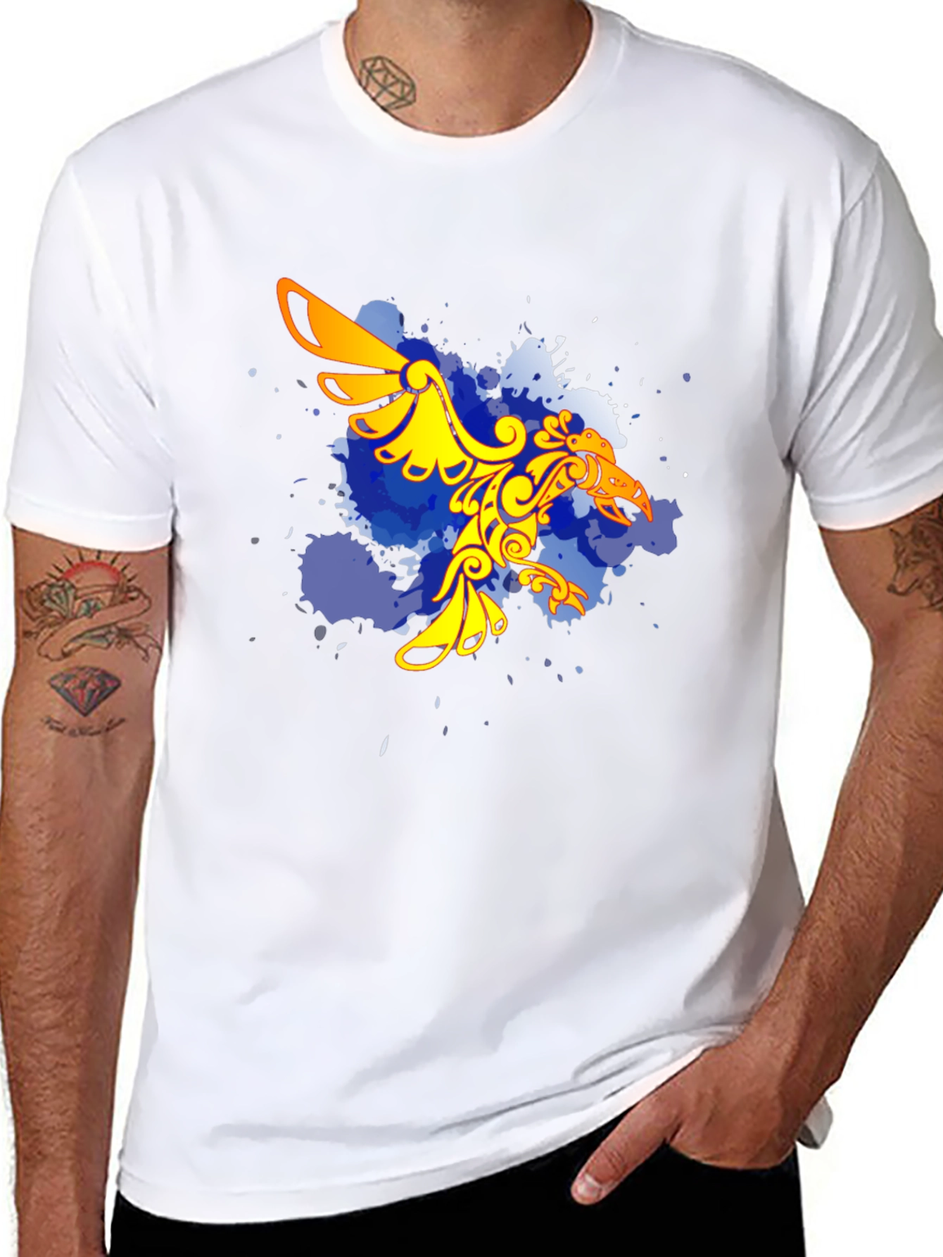 Stylish Black T-Shirt with Unique Bird Design