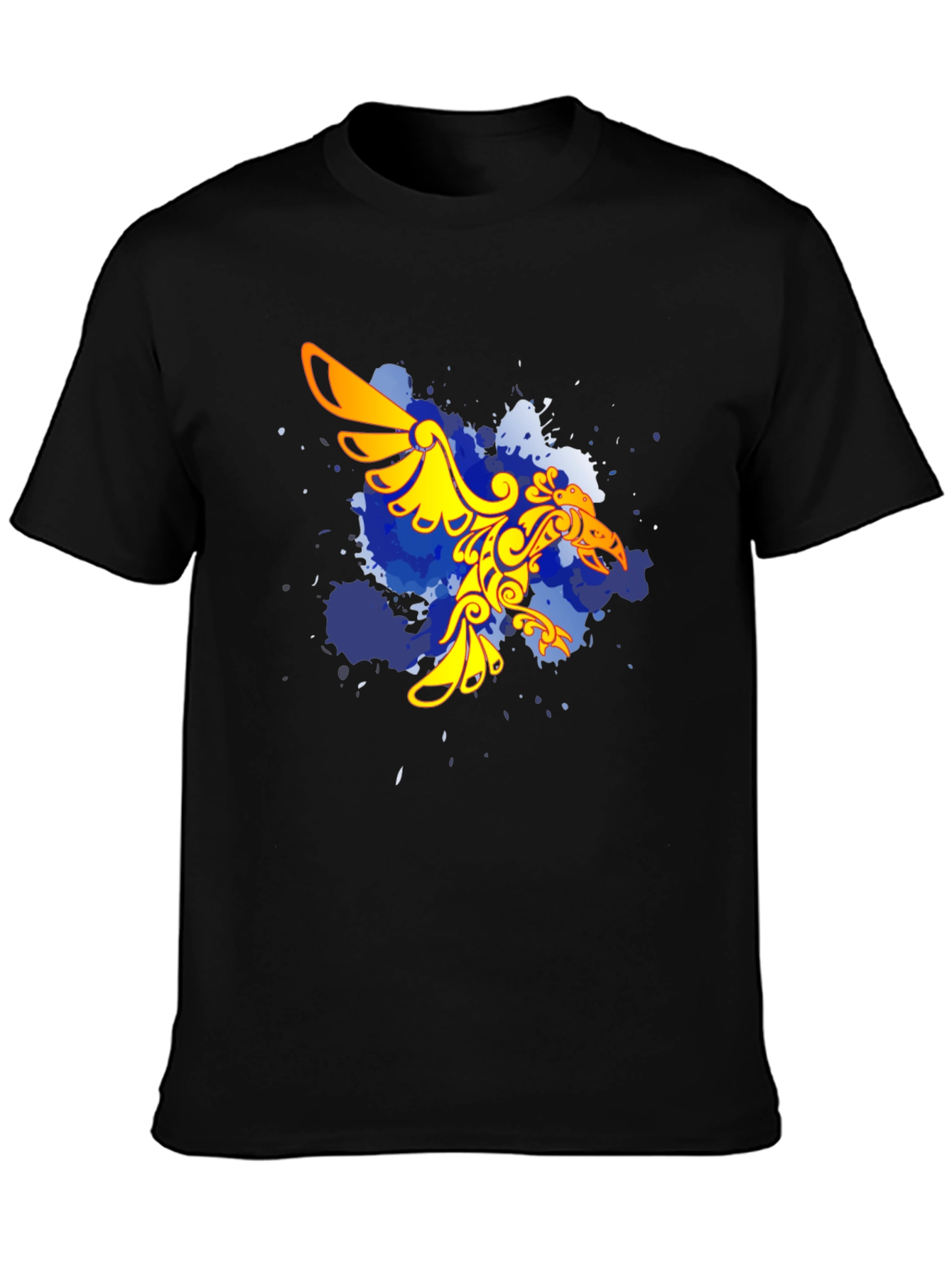 Stylish Black T-Shirt with Unique Bird Design