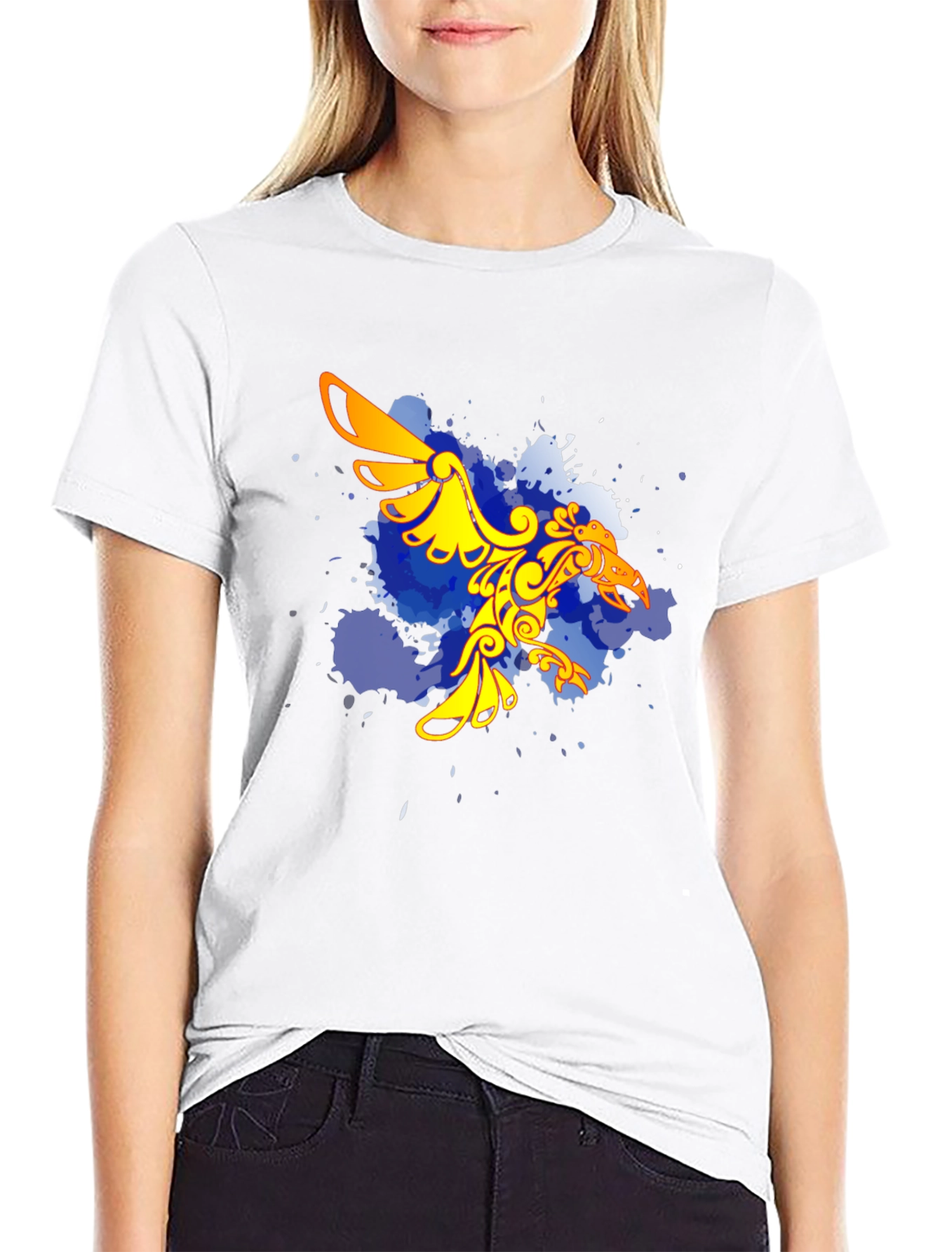 Stylish Black T-Shirt with Unique Bird Design