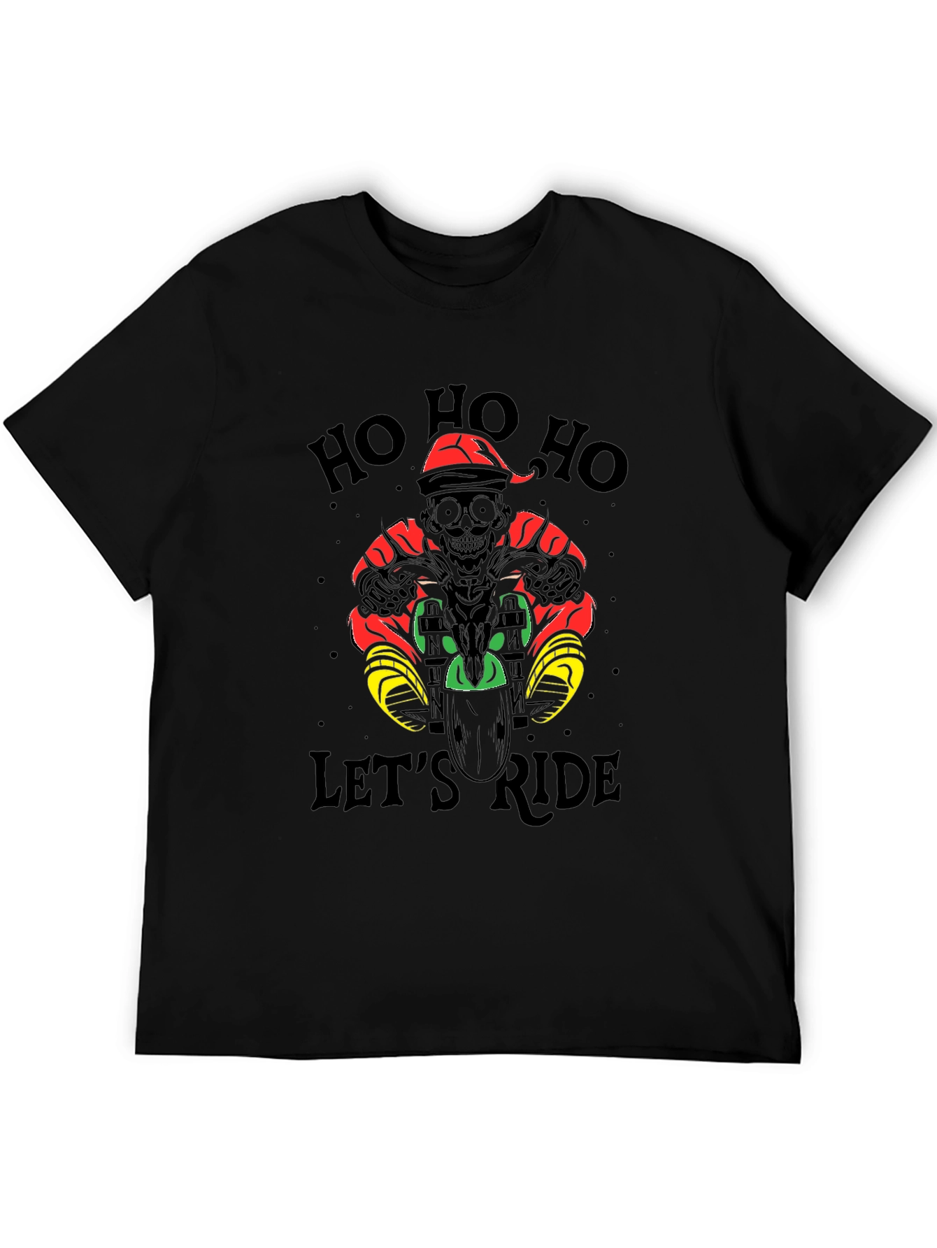 Ho Ho Ho Lets Ride Black T-Shirt