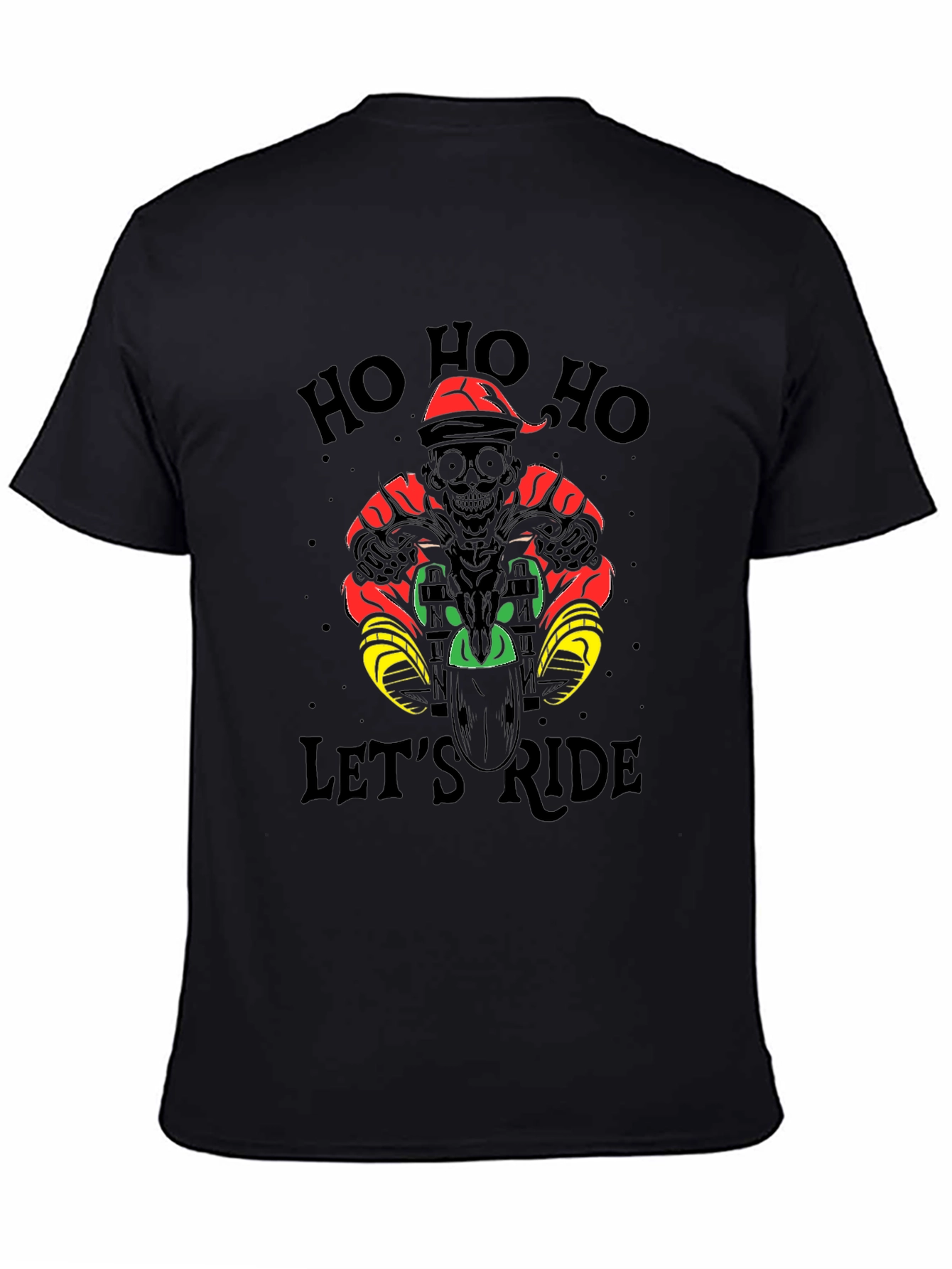 Ho Ho Ho Lets Ride Black T-Shirt