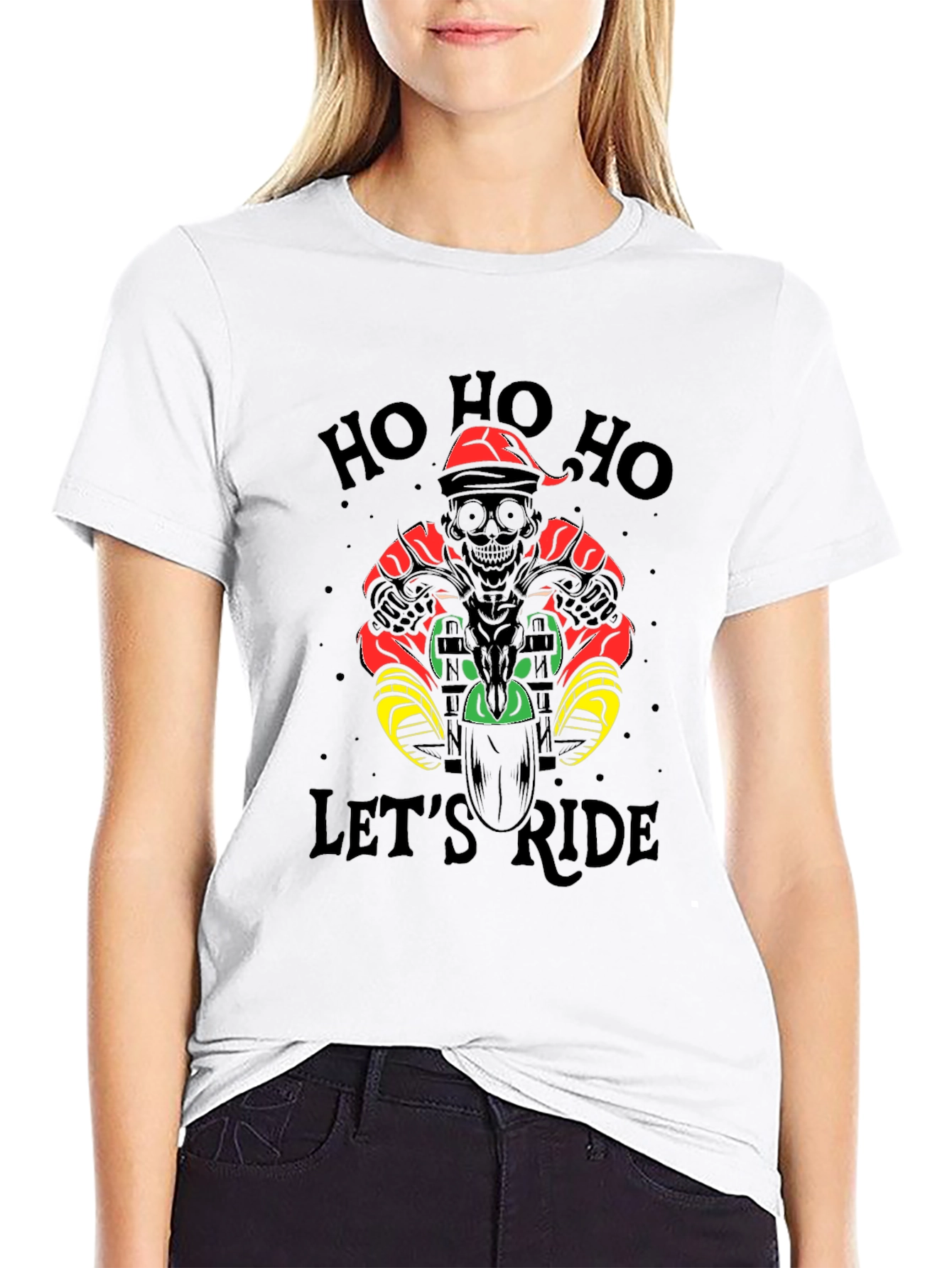 Ho Ho Ho Lets Ride Black T-Shirt
