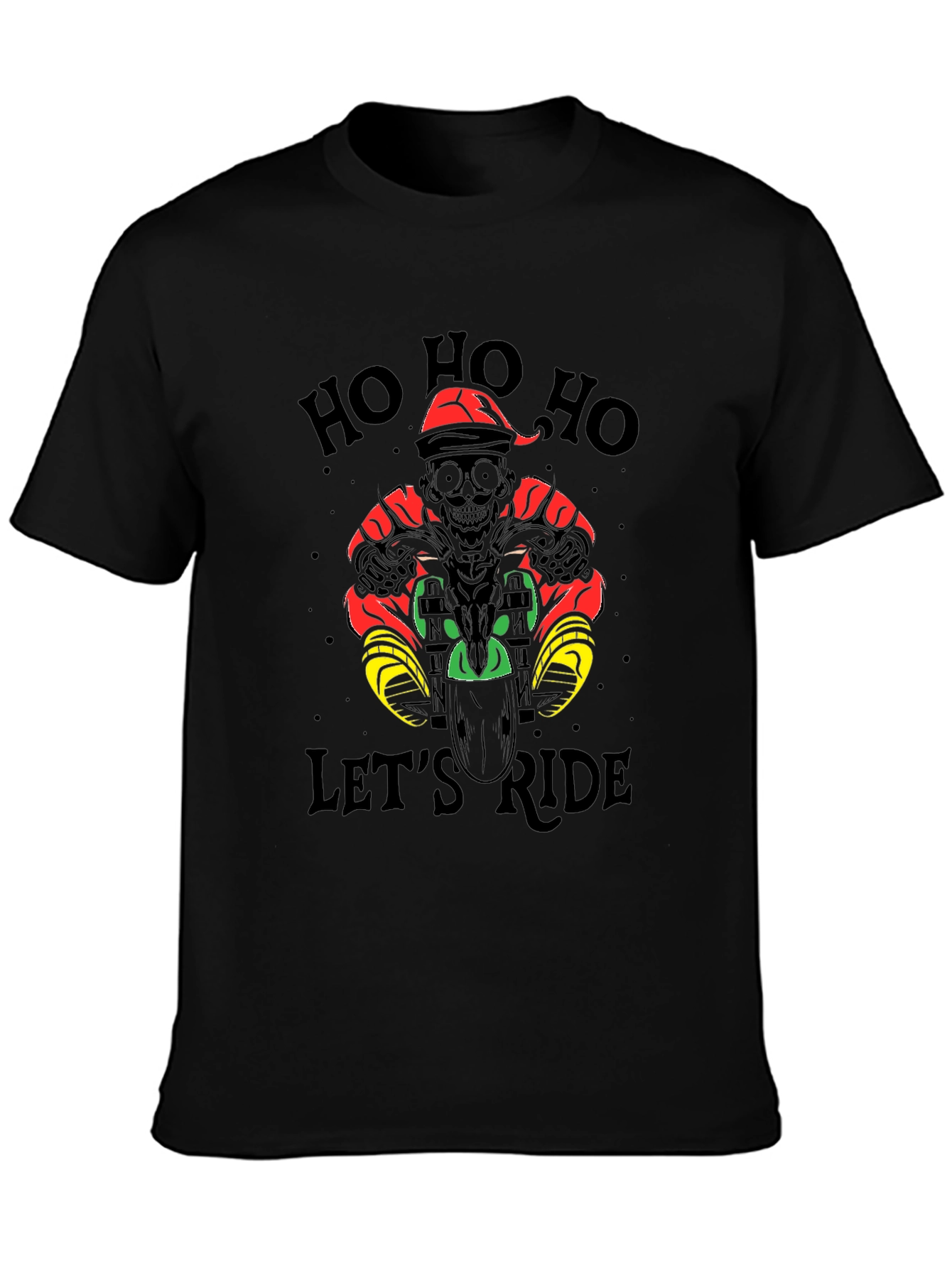 Ho Ho Ho Lets Ride Black T-Shirt
