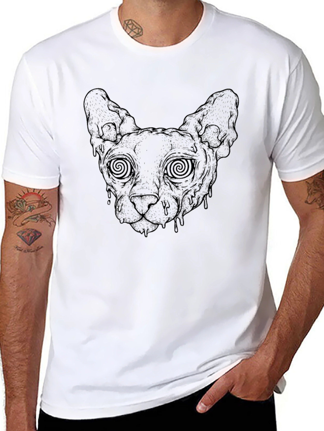 Psychedelic Sphynx Cat T-Shirt - Black
