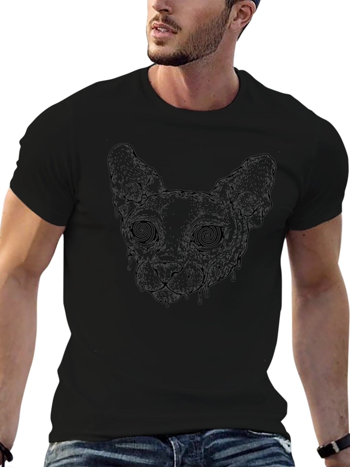 Psychedelic Sphynx Cat T-Shirt - Black