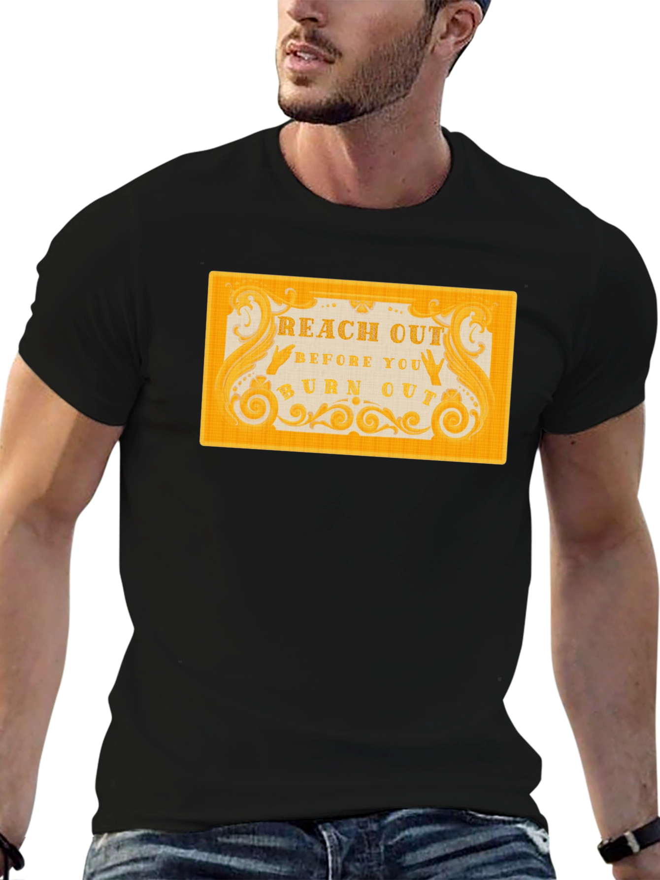 Reach Out T-Shirt - Black Motivational Tee