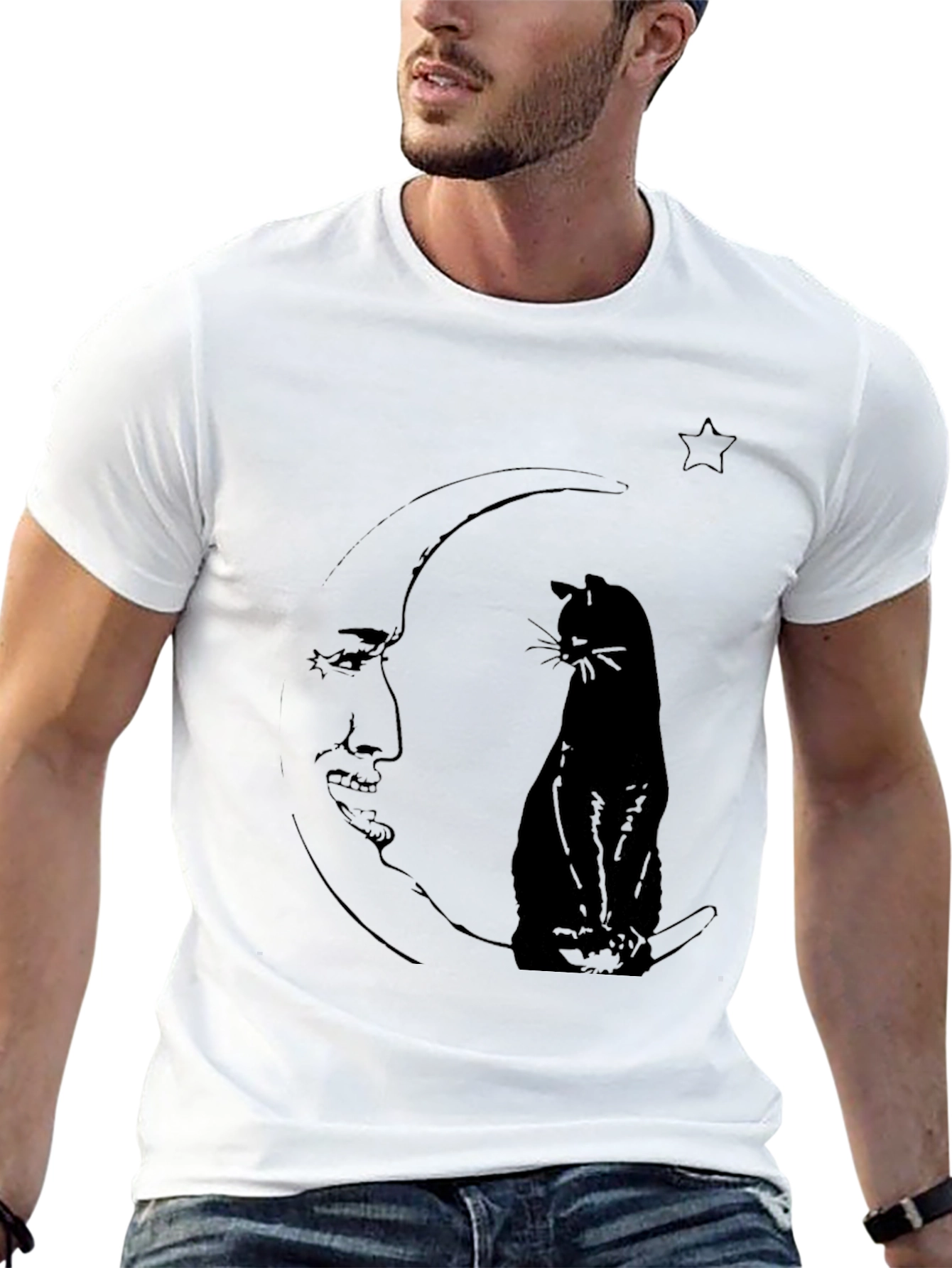 Cat on the Moon Graphic Tee