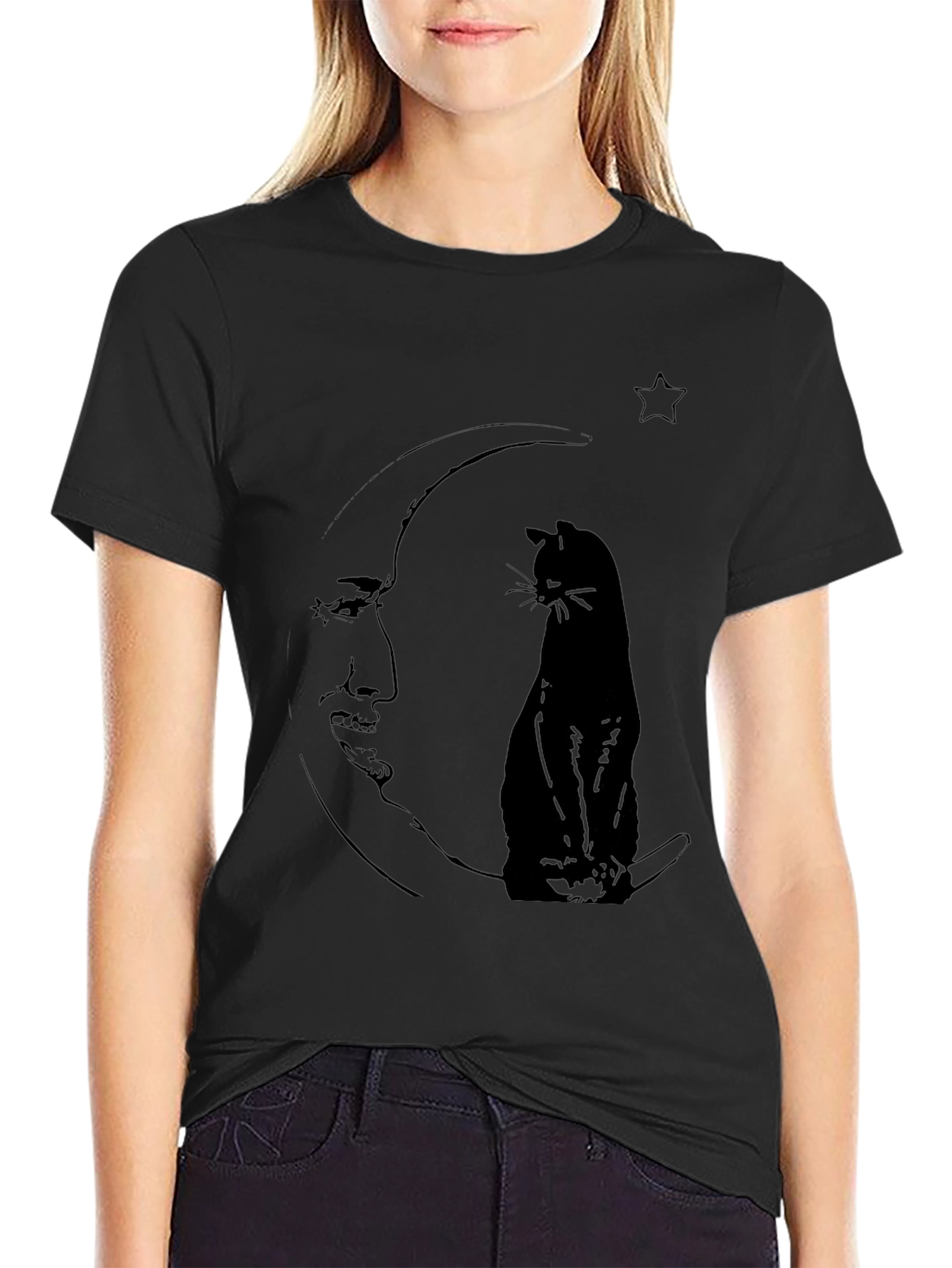 Cat on the Moon Graphic Tee