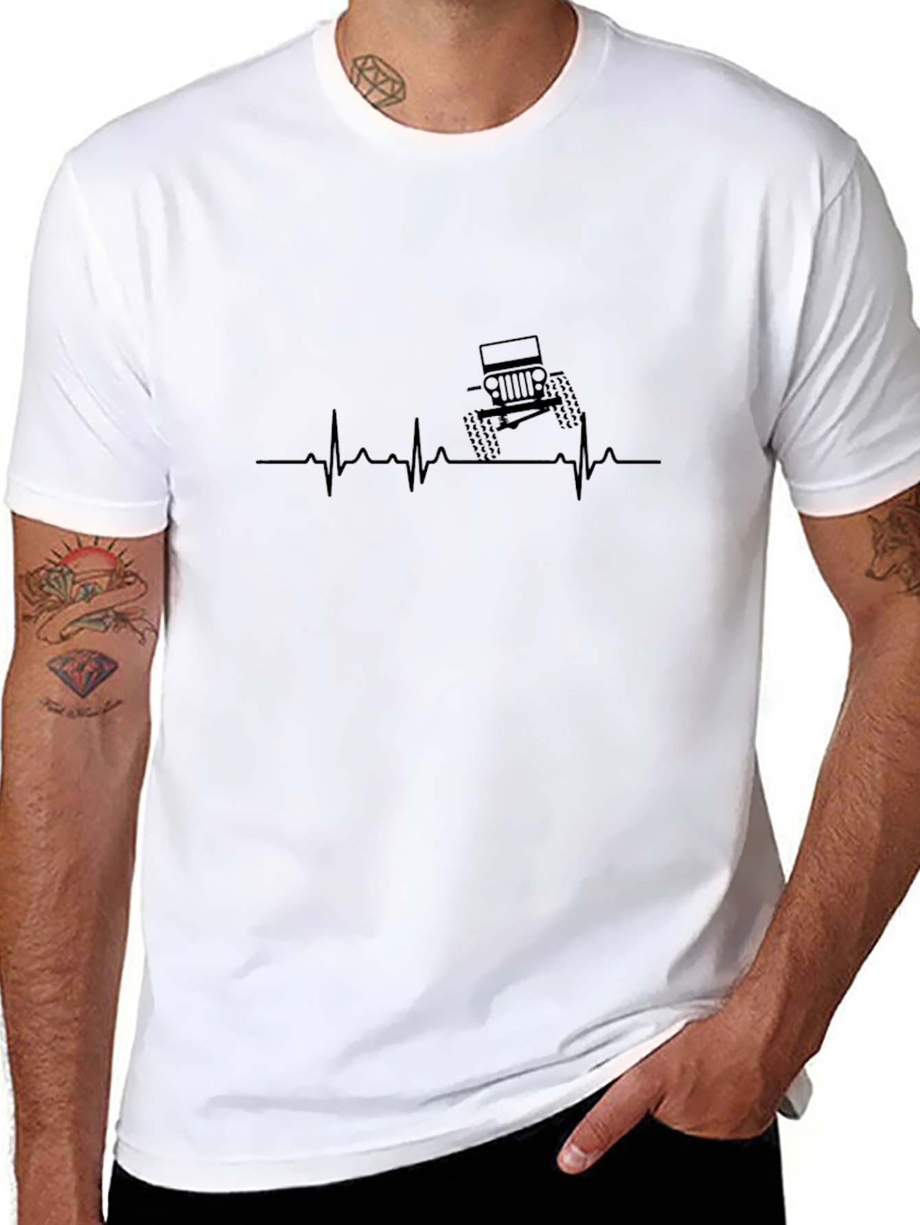 Jeep Heartbeat Black Graphic Tee