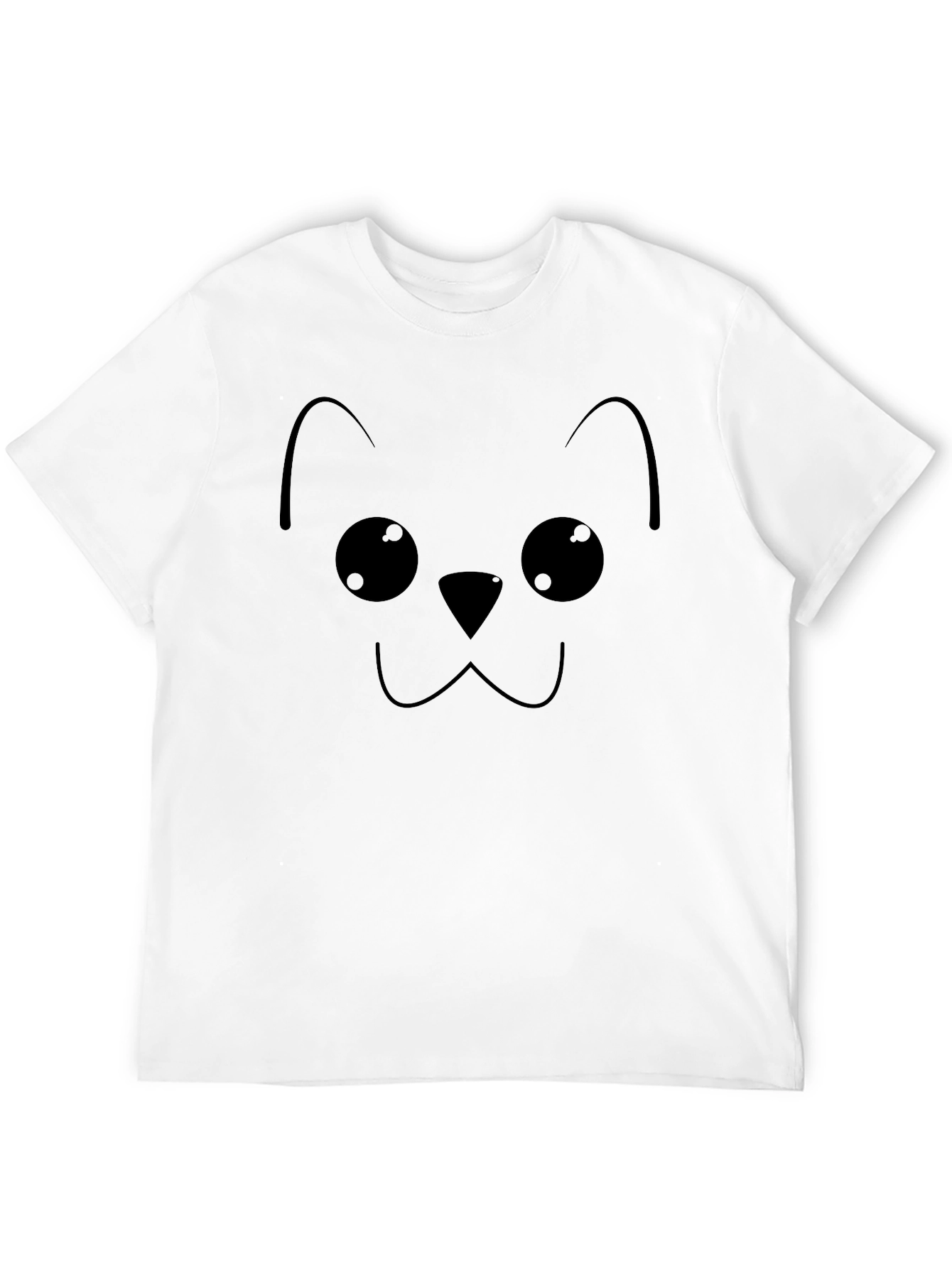 Cute Cat Face Graphic Tee - Black T-Shirt