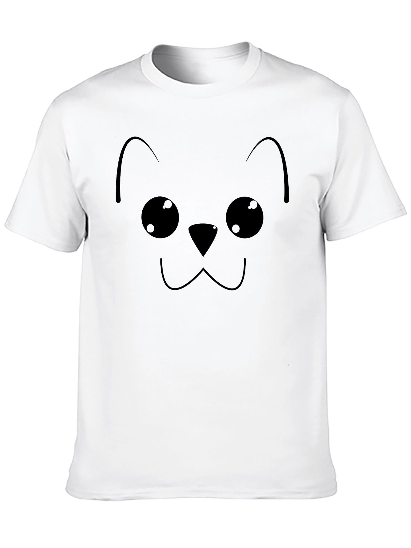 Cute Cat Face Graphic Tee - Black T-Shirt