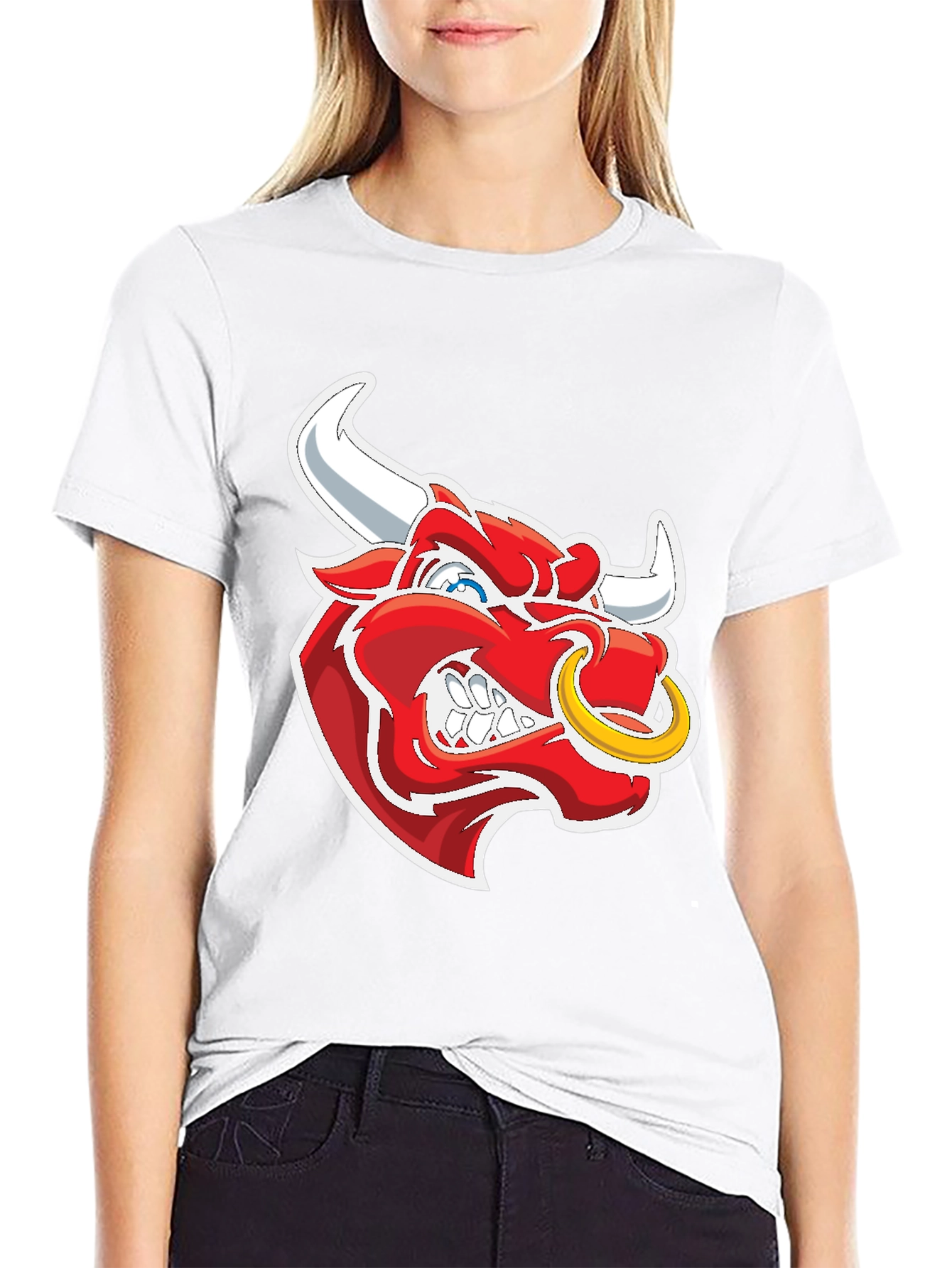 Black T-Shirt with Bull Graphic