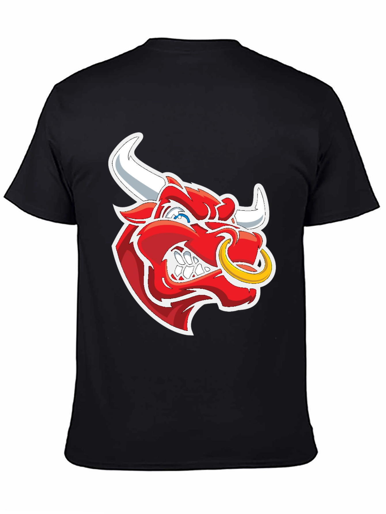 Black T-Shirt with Bull Graphic