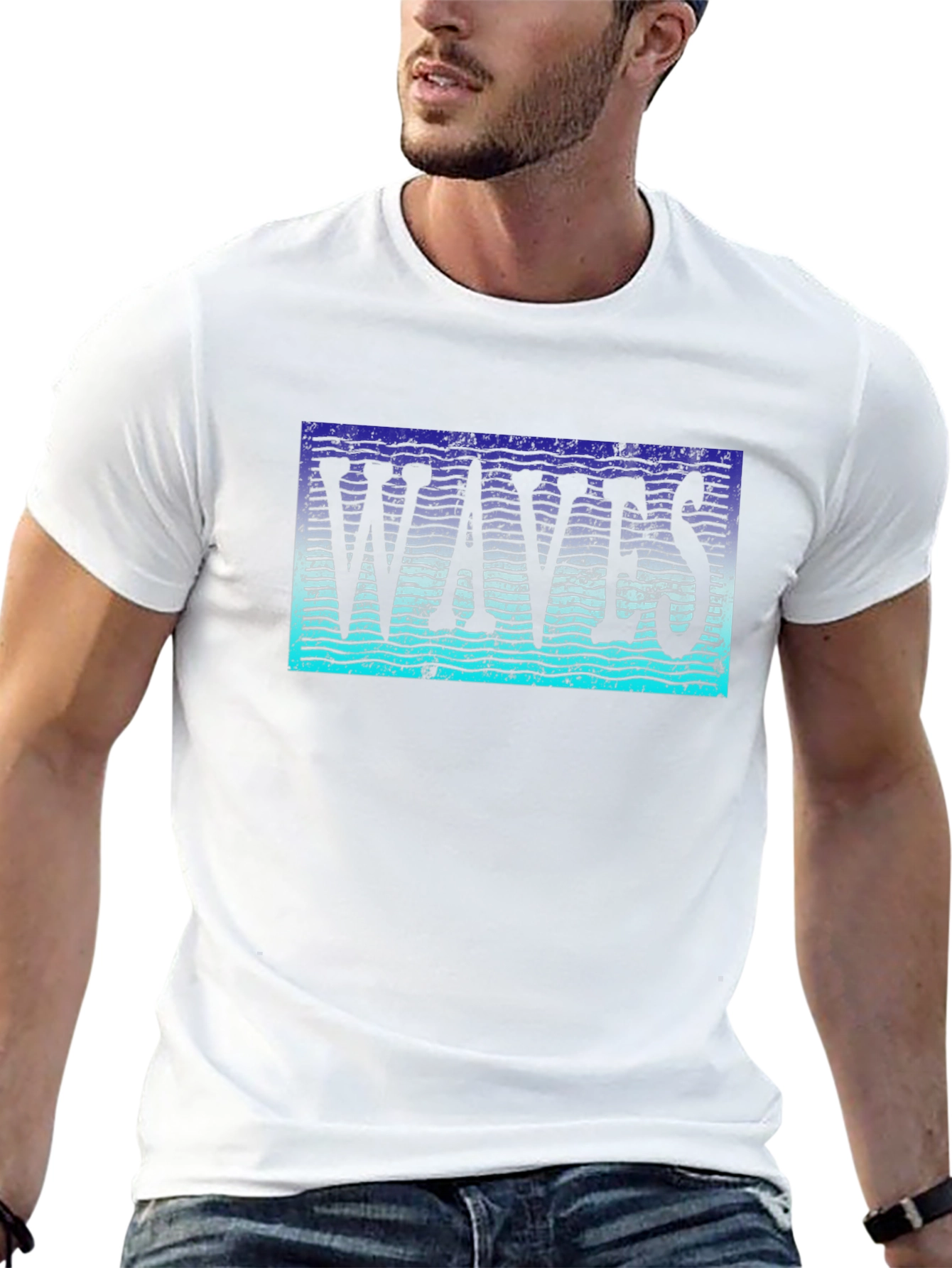 Waves Graphic T-Shirt - Trendy Black Tee