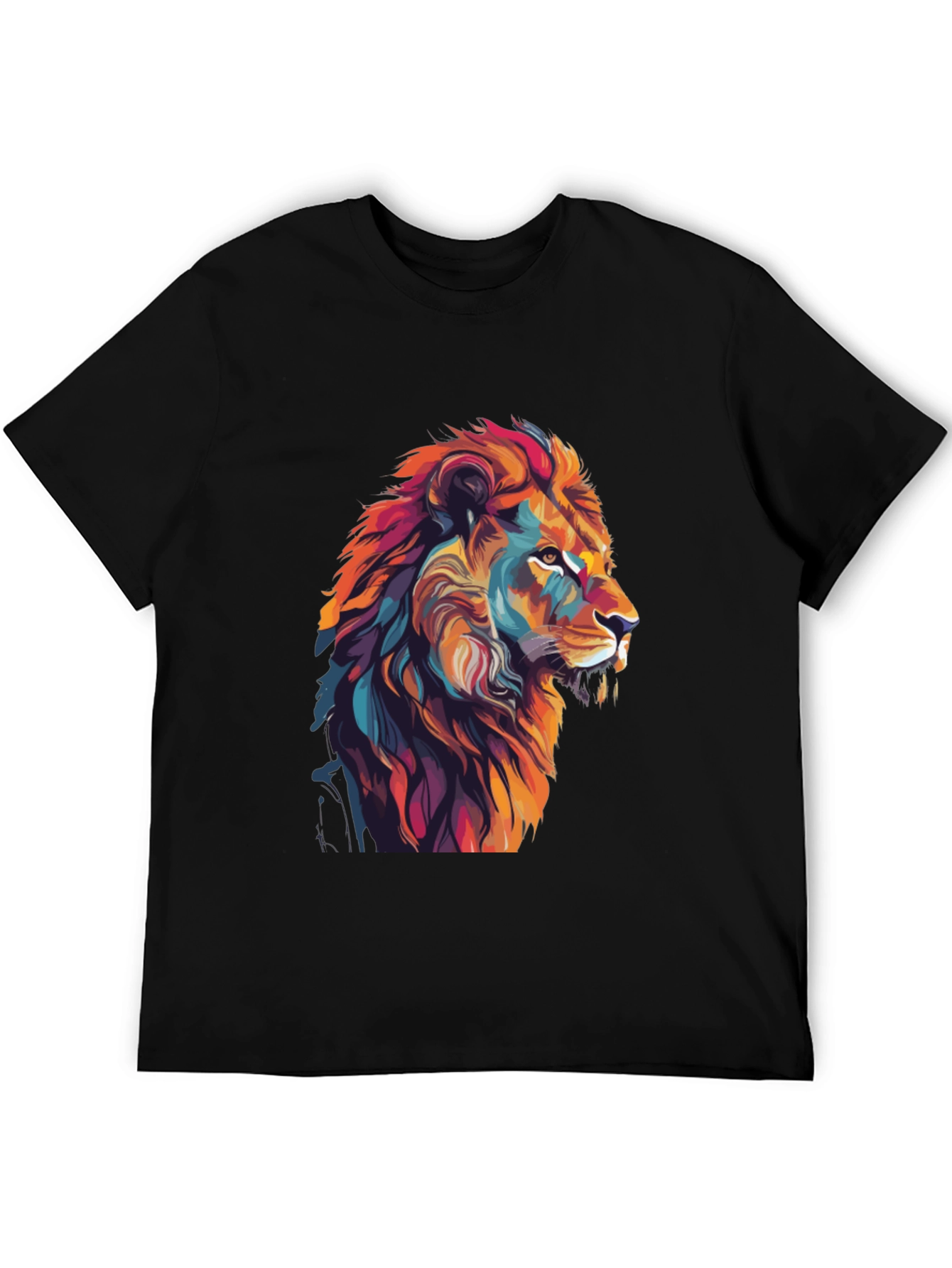 Vibrant Lion Graphic Black T-Shirt