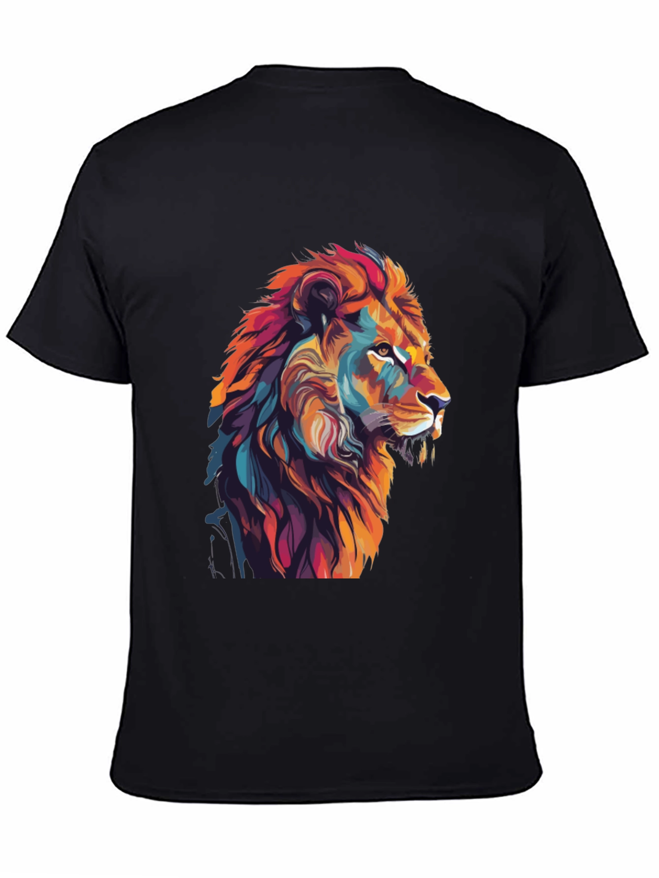 Vibrant Lion Graphic Black T-Shirt