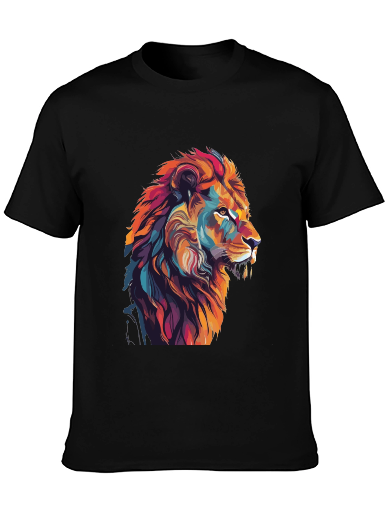 Vibrant Lion Graphic Black T-Shirt
