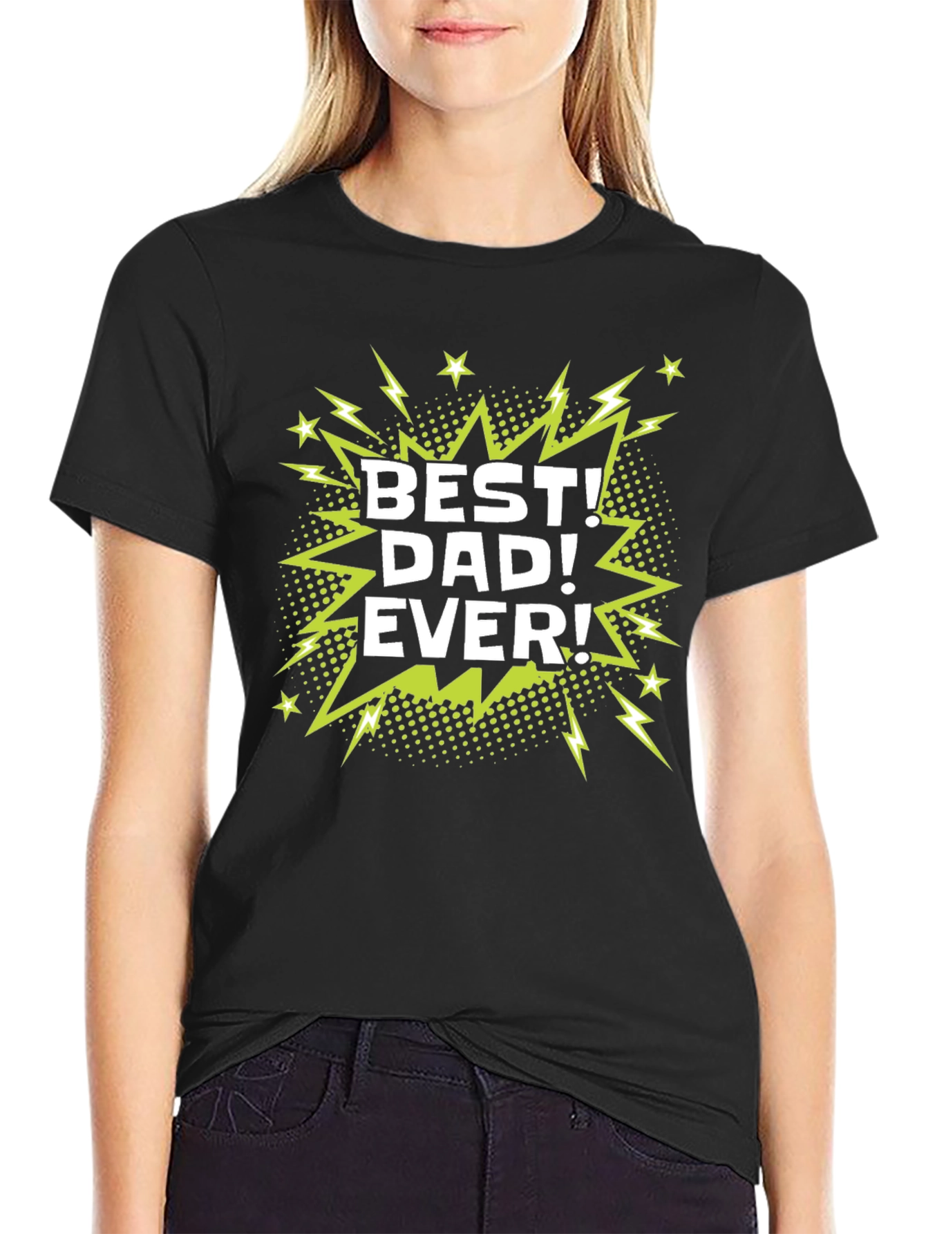 Best Dad Ever Graphic Print Black T-Shirt