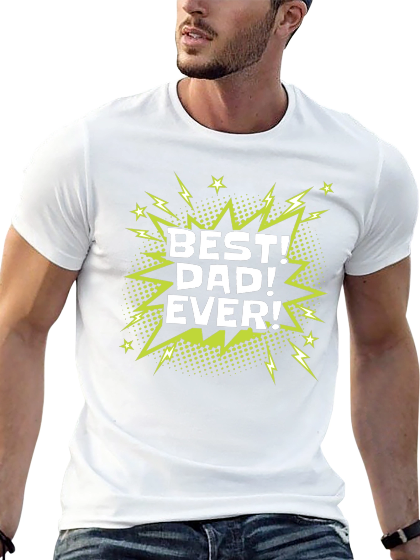 Best Dad Ever Graphic Print Black T-Shirt